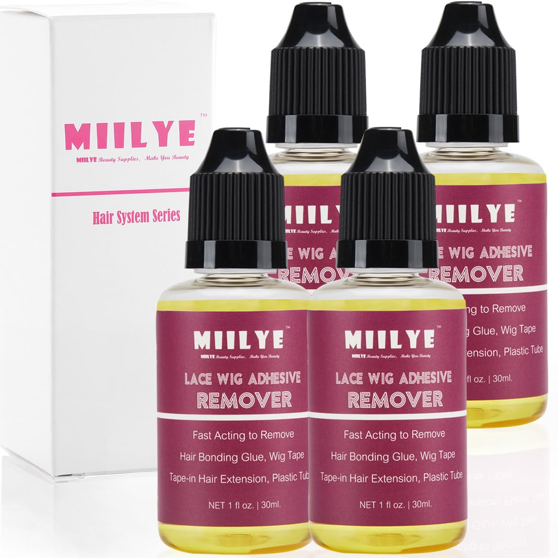 Tape in Extension Remover 4 Fl Oz / 4 Bottles - Fast Acting to Remove Hair Extensions, Wig Glue Adhesive Residue/Skin Safe Wig Glue Remover