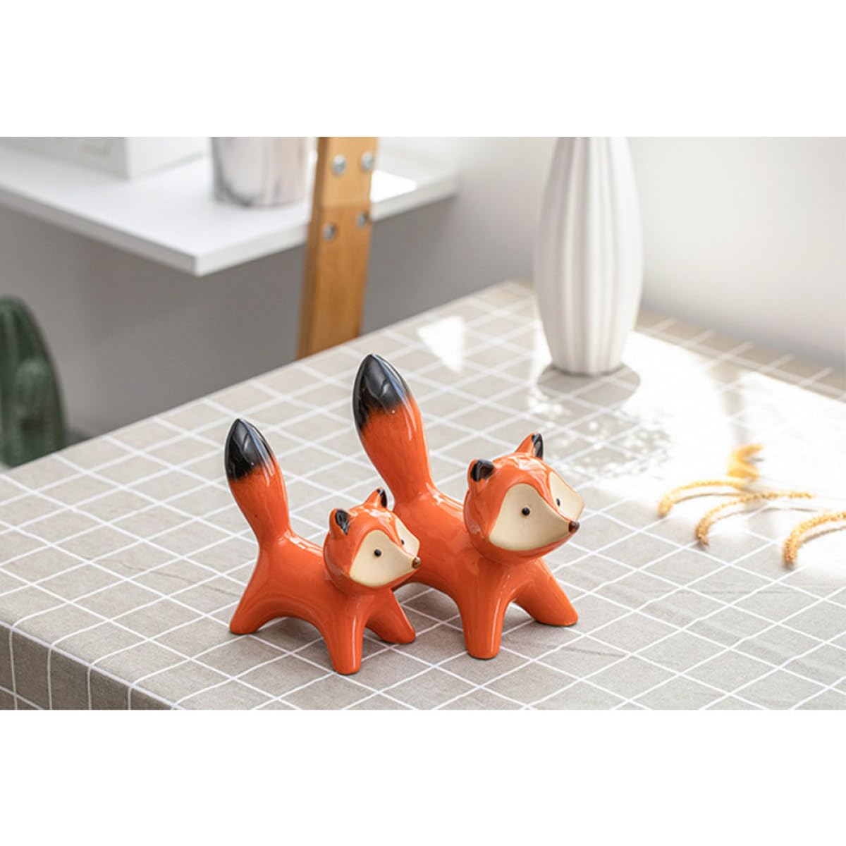 Céramique Figurine Ornementale Lot de 2, Renard Rouge