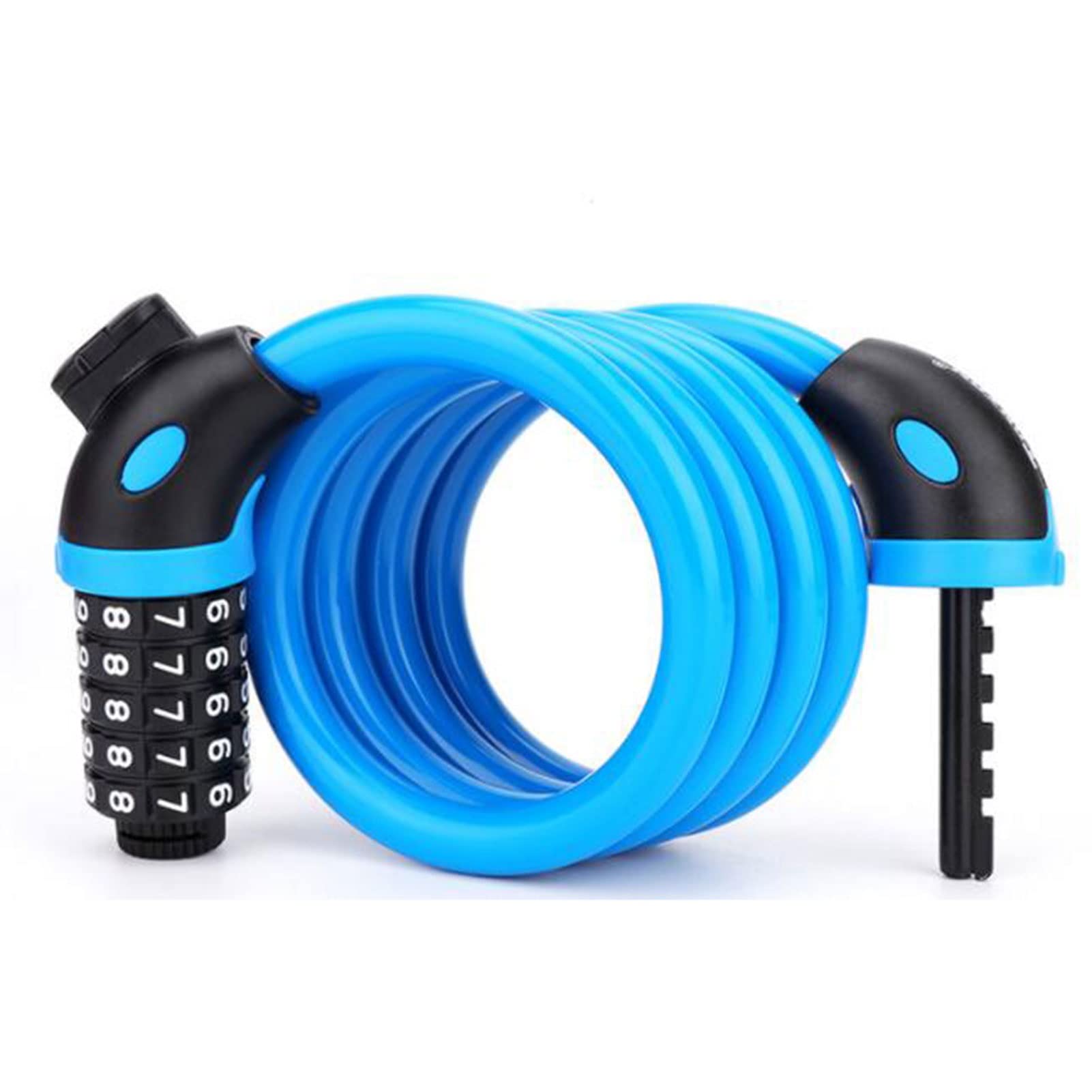 Candado de Cable para Bicicleta, antirrobo con contraseña de 5 dígitos, para Bicicleta de montaña, con Cadena, para Ciclismo (Azul, 1,2 m)