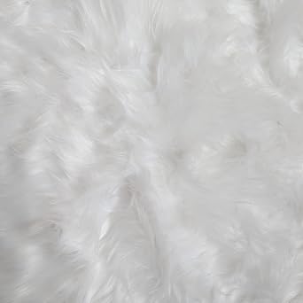 Everfan Shaggy Faux Animal Fur Fabric by the Yard White