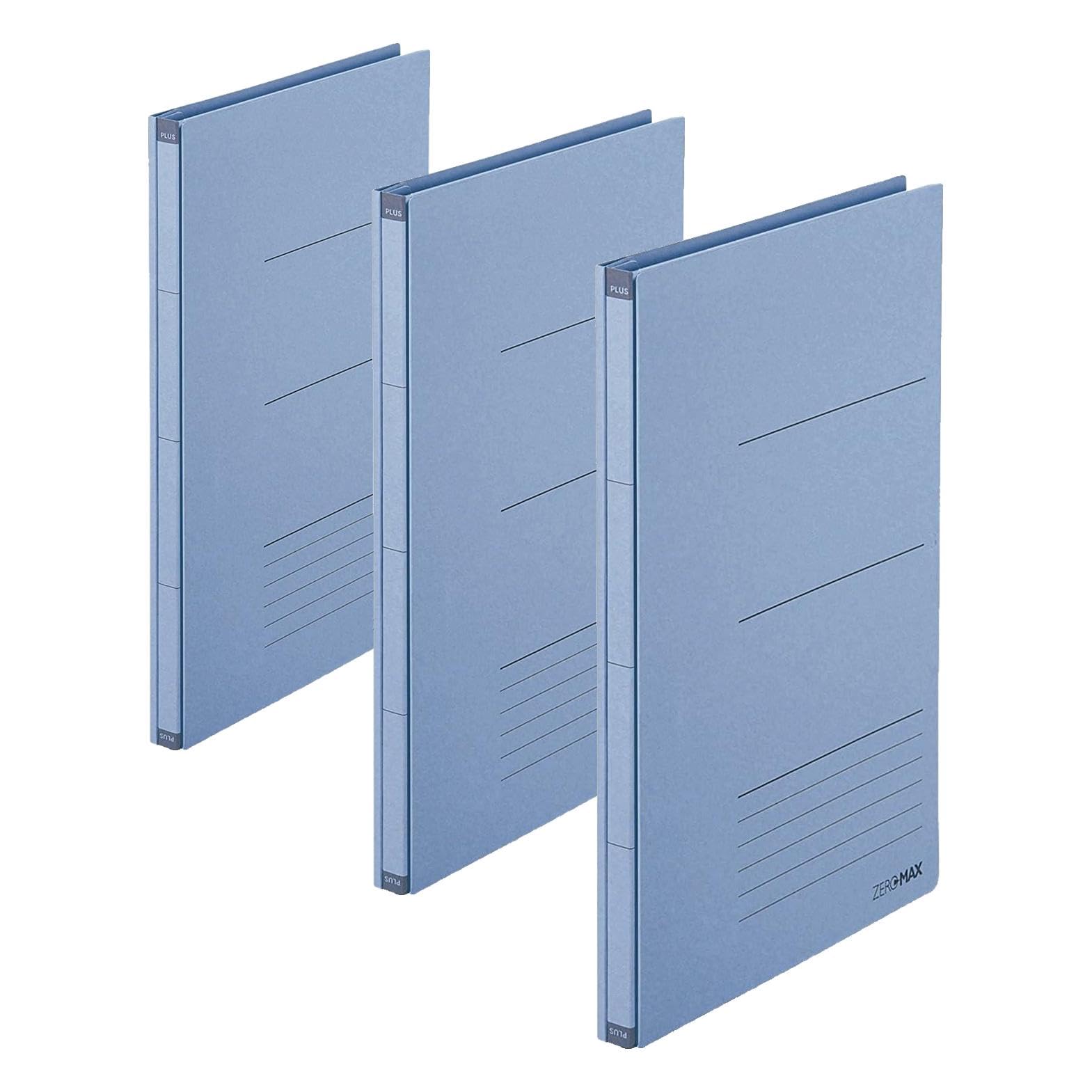 PLUS Japan, Zero Max Platzsparordner in Blau, 3er Pack (1 x 1 Ordner)