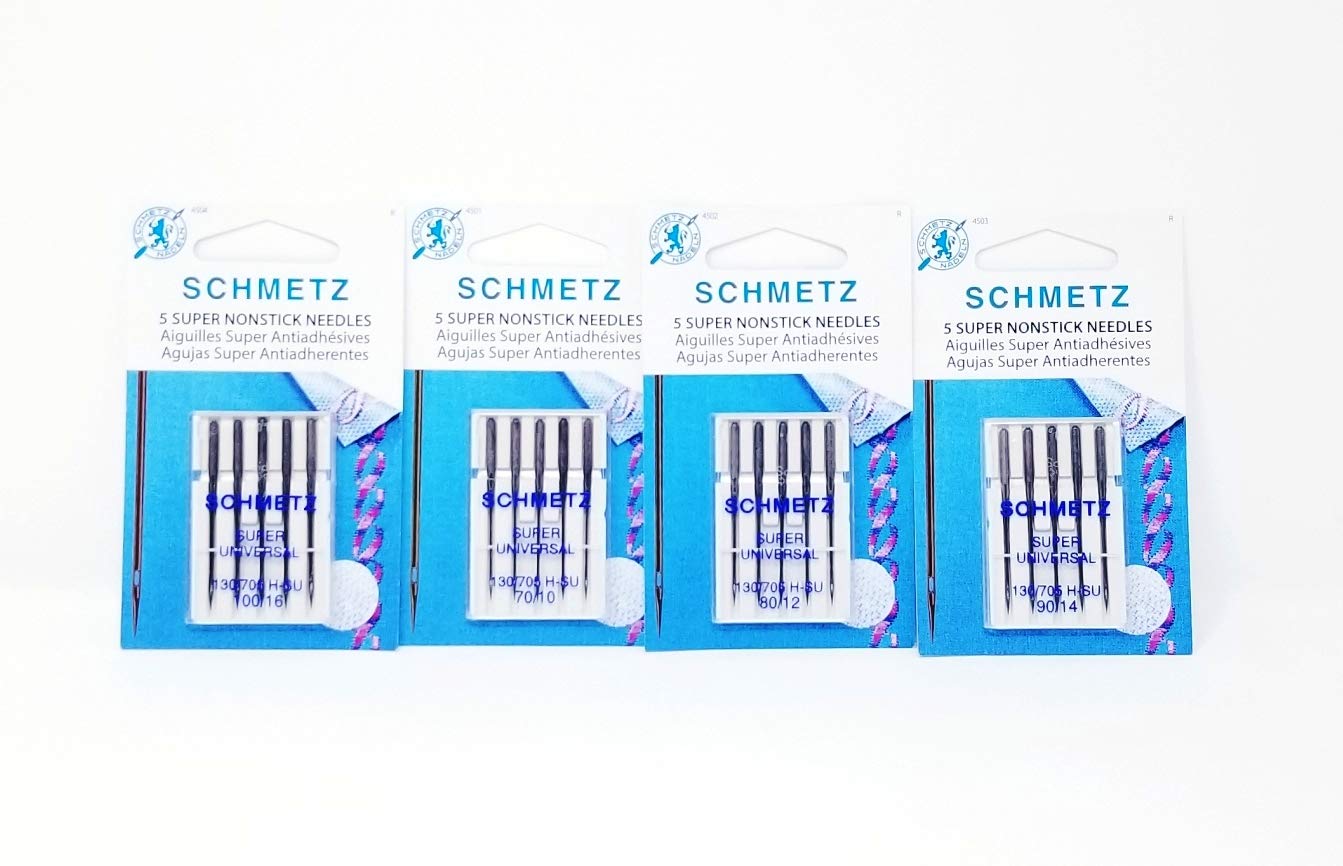 SCHMETZ Super NONSTICK Needles (5 Needles Per Package) ~ Includes 1 Pack of Each Size 70/10, 80/12, 90/14 & 100/16