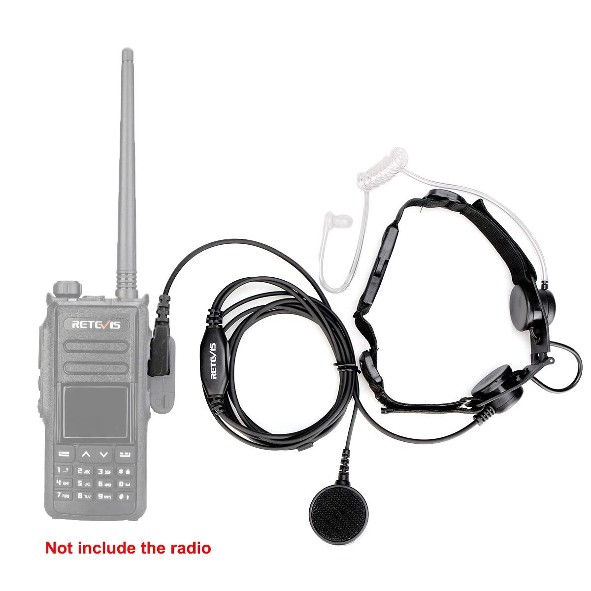 Retevis ETK003 Throat Mic 2 pin Cuffie Throat Mic Tubo Acustico Nascosto con Microfono PTT Compatibile con Walkie Talkie RT24 RT22 RT15 RT619 ESYNiC Nestling Baofeng BF-88E BF-888S UV-5R (1 pz)