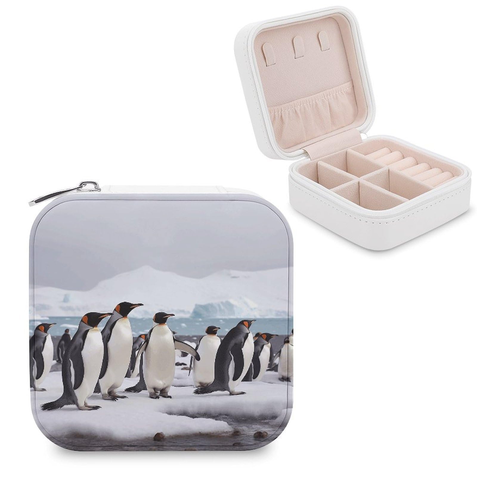 VstaDank Antarctica Penguins Jewelry Box Beautiful Portable Ring Boxes Cute Large-Capacity Jewelry Case Jewelry Organizer for Mothers Gifts for Earrings Rings Hand Bracelet