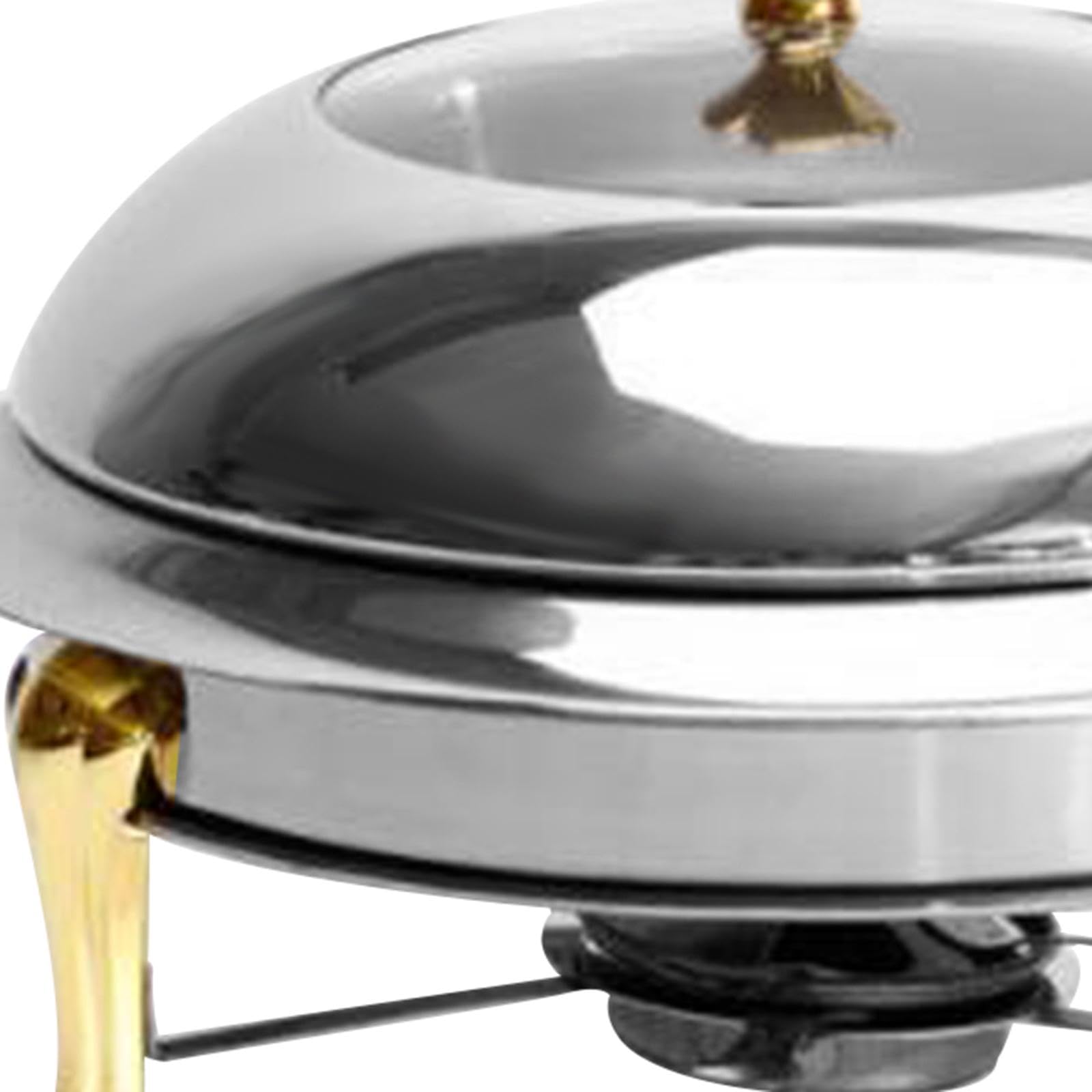 Calentador de Alimentos de Acero Inoxidable, Olla Redonda de Gran Capacidad, Sartén Antiescaldaduras, Olla Pequeña para Buffet, Calentador de Alimento, Oro 20cm
