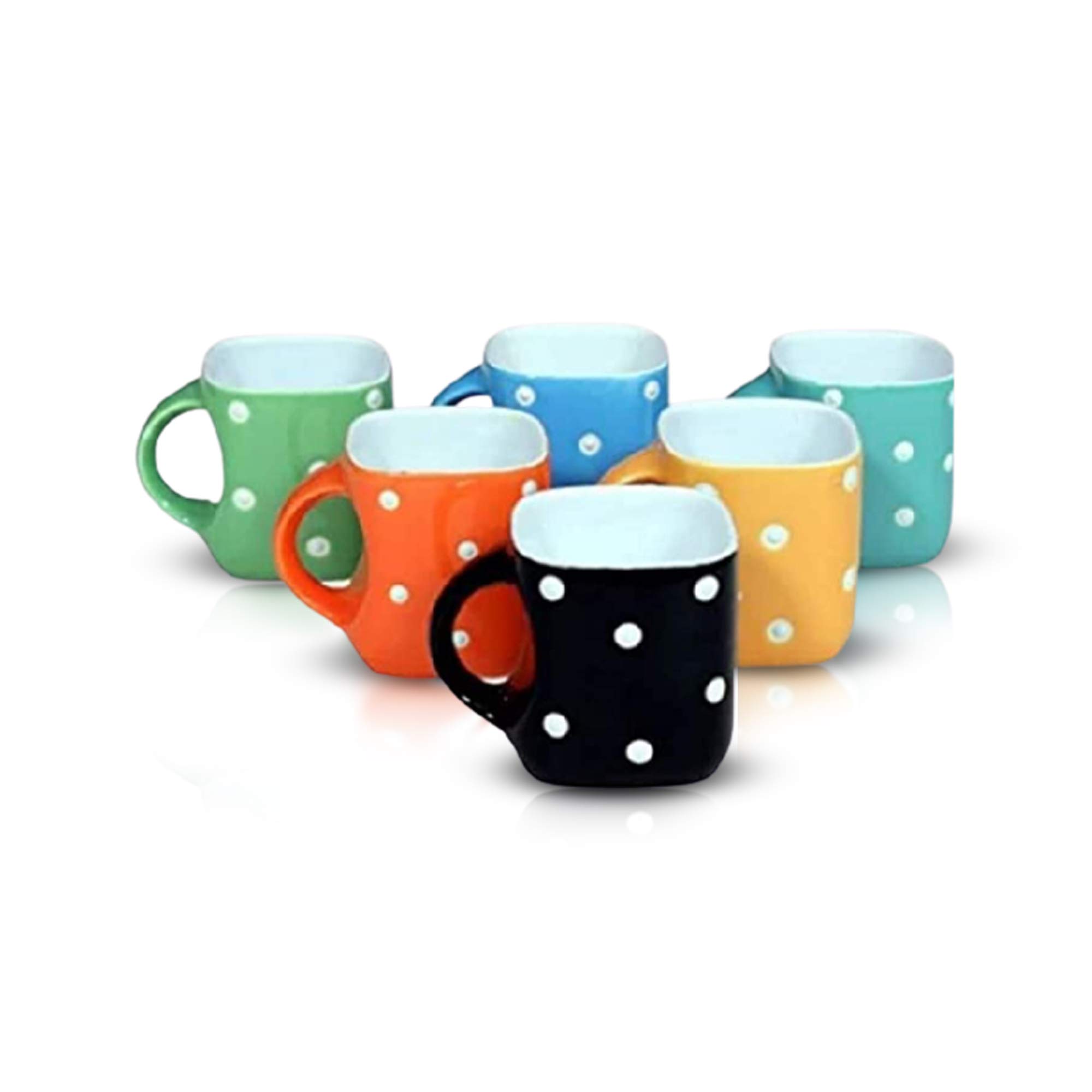 Mariner's Creation® Colorful Classic Tea Cup Sets of 6 Ceramic - Unique Great Designed with Comfortable Strong Handle | Serve Hot Tea and Coffee with Joy and Happiness - Multicolor