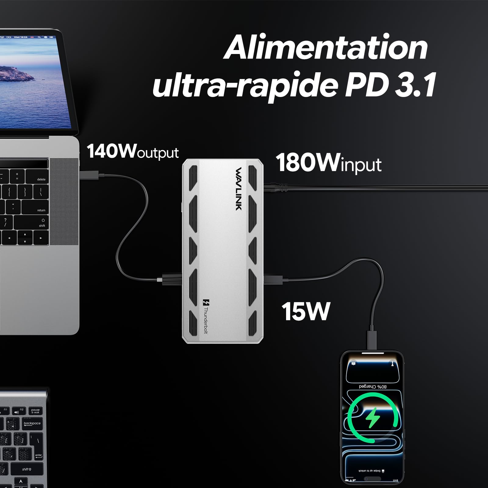 Station d’Accueil TB5 WAVLINK 13-en-1, Emplacement SSD NVMe M.2