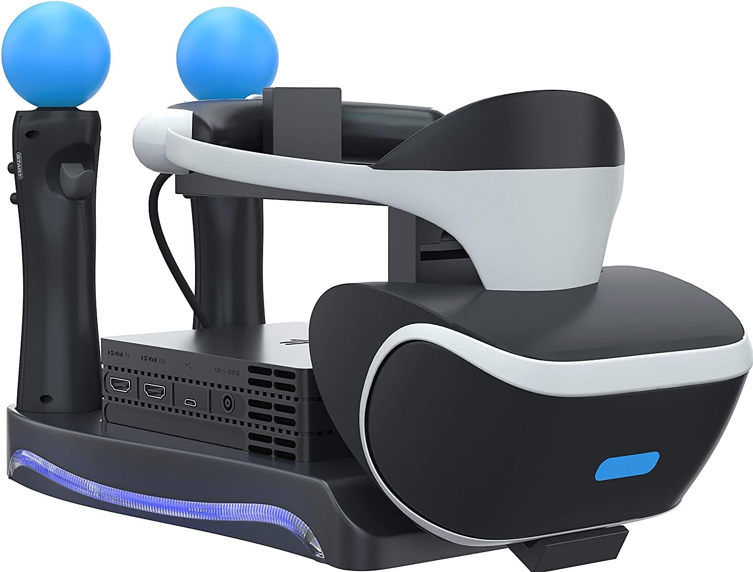 4-in-1 PSVR Charge & Display Stand, Generation Multi Function Stand with Storage Headpiece Holder, 2 Move Controllers Rapid Charging Station and Processor Unit Stand