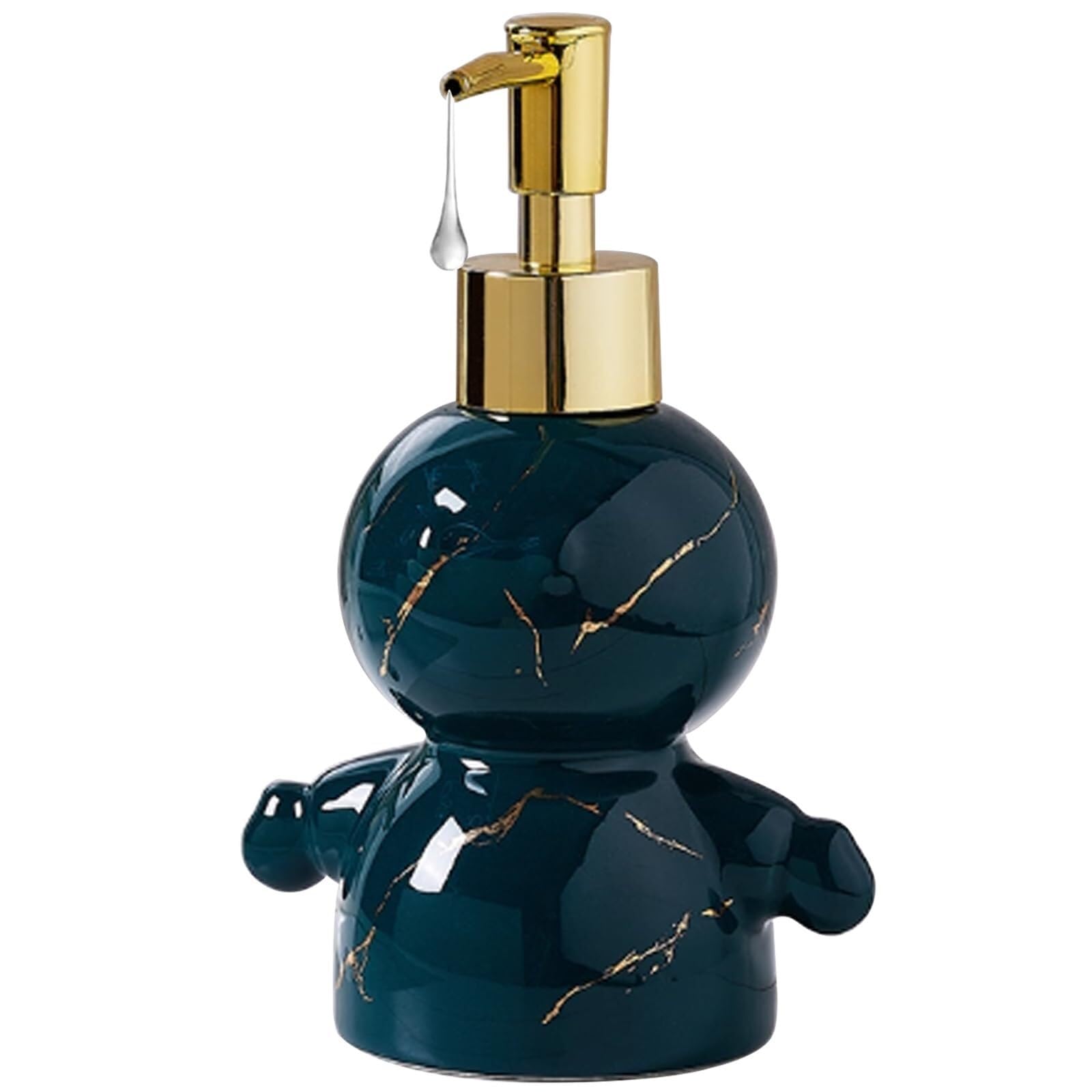 Empty Barthroom and Dish Cute Snowman Soap Dispenser Refillable Ceramic Lotion Bottle Decor for Counter(Blue)
