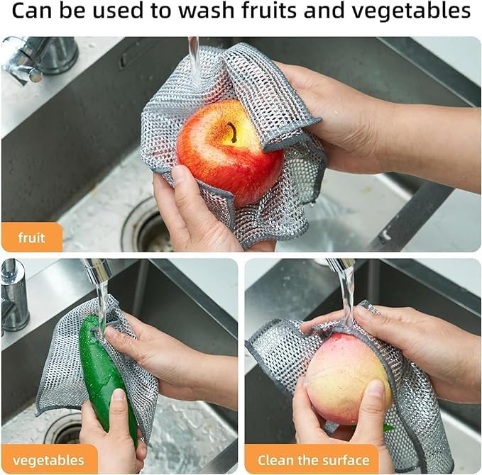 apsara kitchenware Non Scratch Wire Kitchen Utensils Cleaner Scrubbing Pad Reusable Cleaning Supplies Dish Washing Scrubber Sponge Scrub Cloth Pad Stainless Steel or Cleaning Dishes (Pack of 10) 2