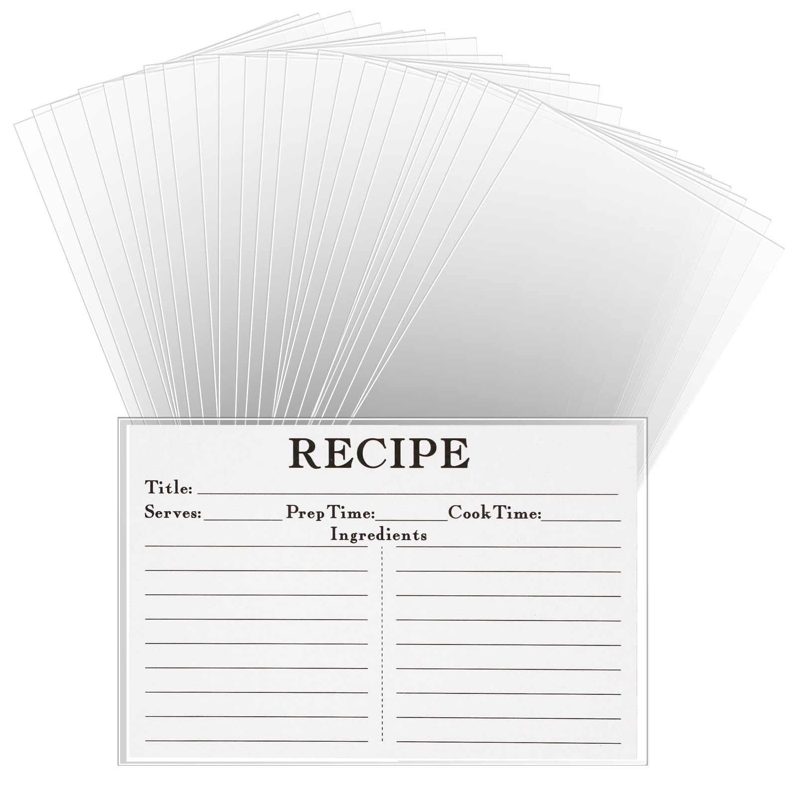 HVSWLY 100PCS Recipe Card Protectors - 4x6 Waterproof Clear Covers, Plastic Sleeves for Cards, Protect Your Recipes From Kitchen Messes