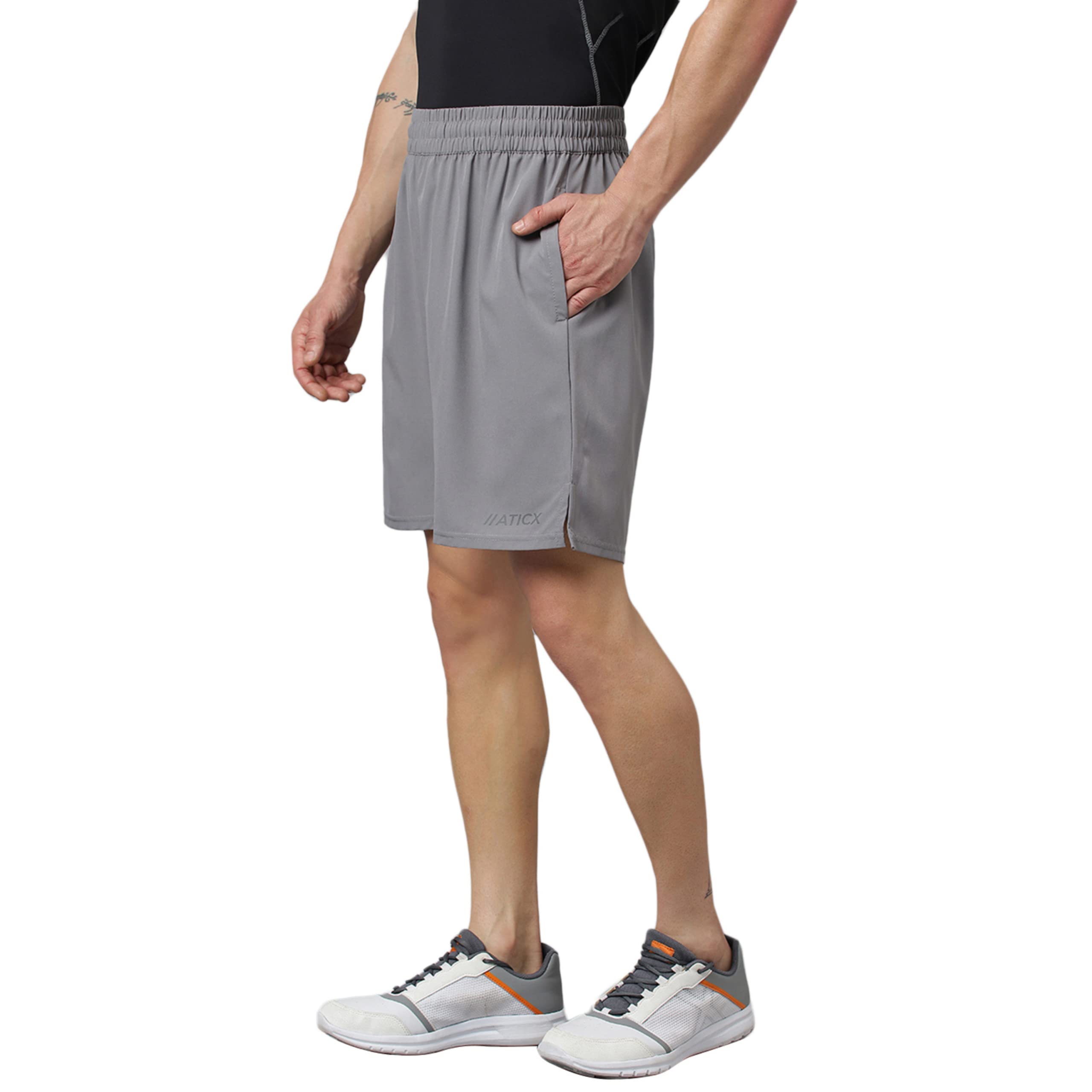 ATICXPolyester Shorts for Men - Quick Dry Lightweight with Zipper Pockets - Gym, Running, Jogging, Training Half Pants for Basketball, Swimming, Badminton, Cycling, Football, Outdoor & Home Wear