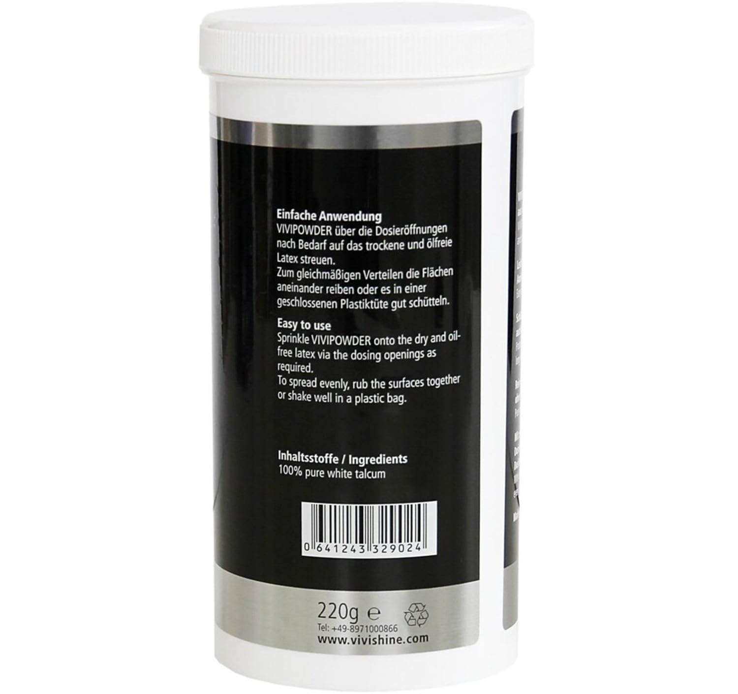ViviPowder Talco 220 g lattice medicazione – by Vivishine Latex Shiner