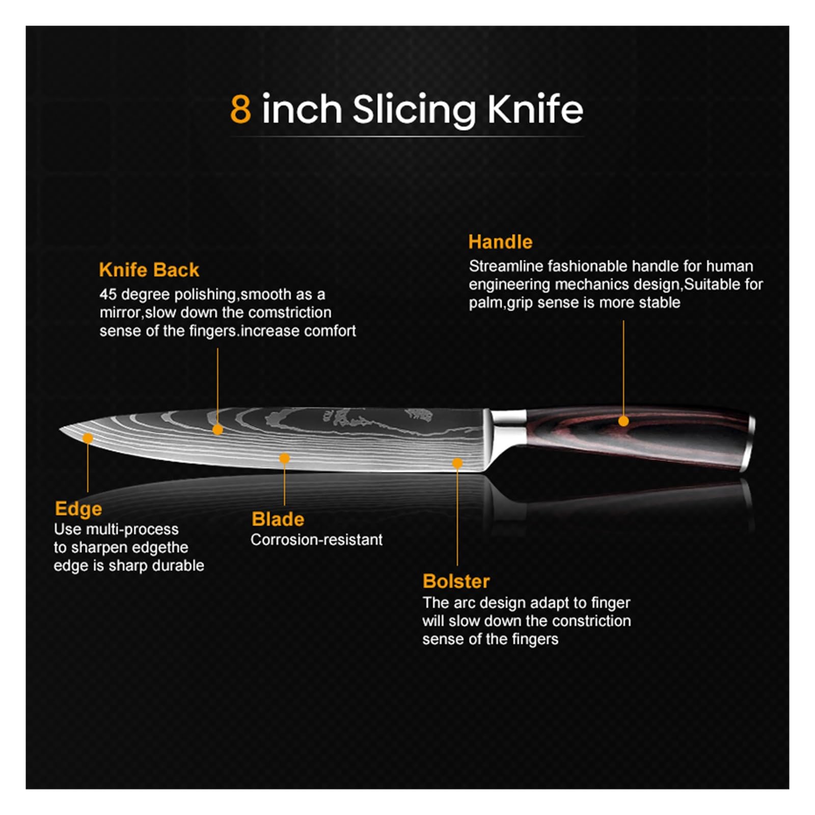 Zestaw noży kuchennych Wzór damasceński Japoński nóż Santoku ze stali nierdzewnej Tasak do mięsa Nóż uniwersalny do krojenia