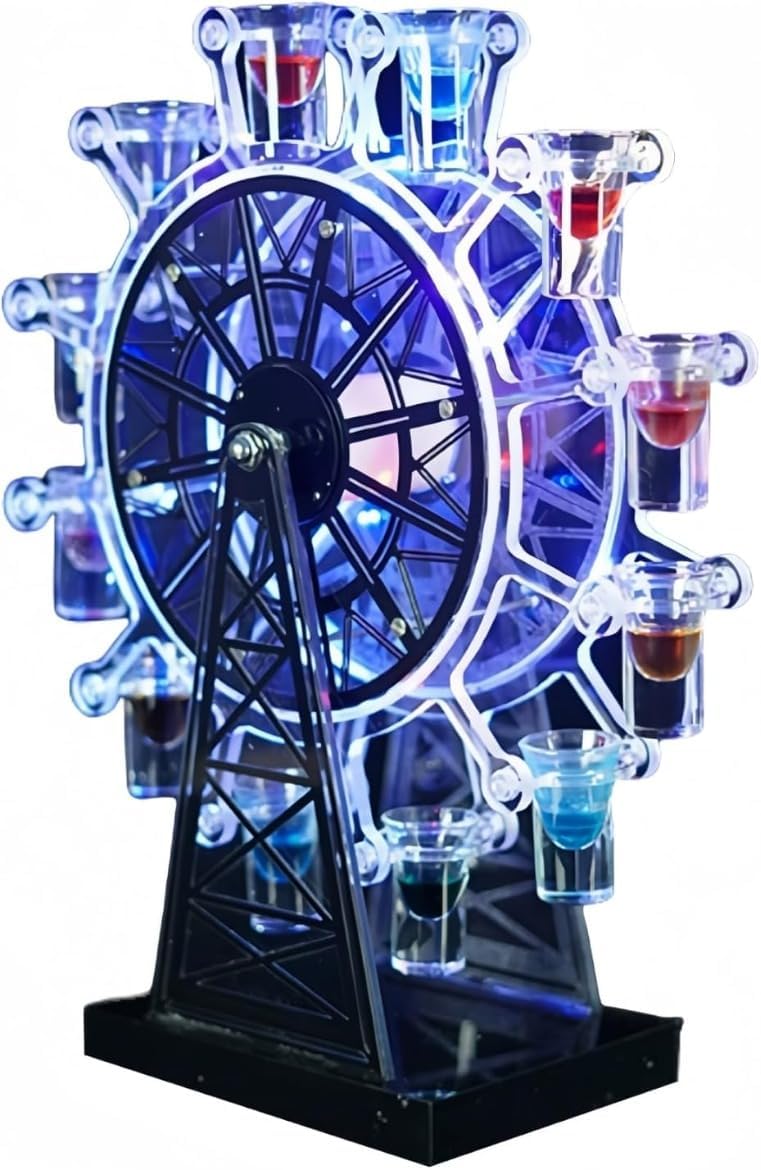 テキーラ観覧車 LED酒ボトルの表示棚 12カップ 24カップ カラフルワインラック LED酒グラス 自動カラーチェンジ 誕生日 ク