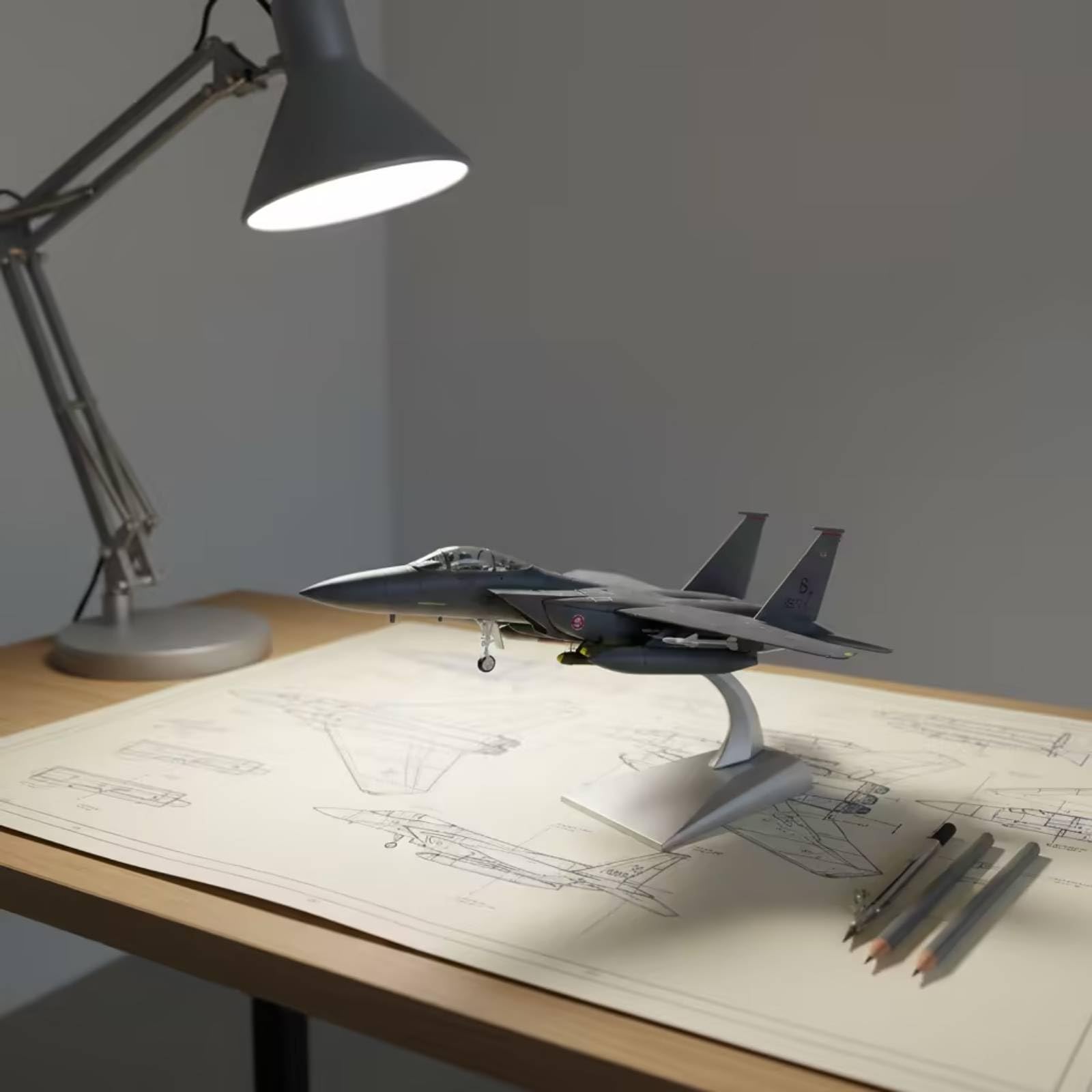 Gralara Modello con Base Espositiva Dettagliato Modellino di Aereo Dettagli Precisi Aereo con Piedistallo per Collezionisti, Esposizione, Scrivania, F-15E 0473
