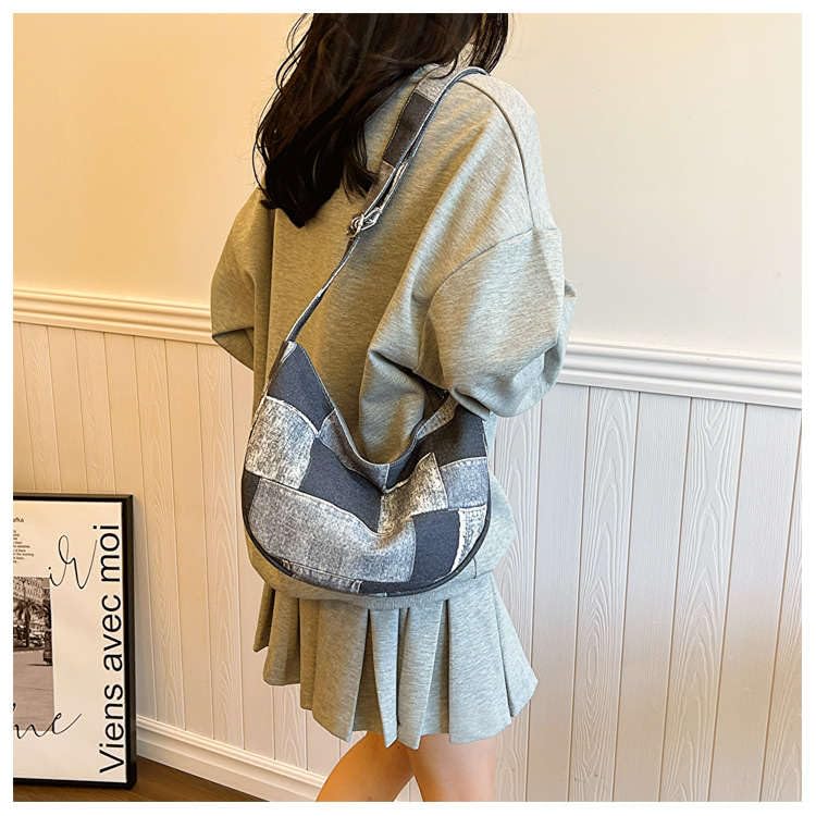 Denim Patchwork Shoulder Bag for Women, Jean Purses Hobo Bag Y2K Denim Tote Handbags Crossbody Tote4