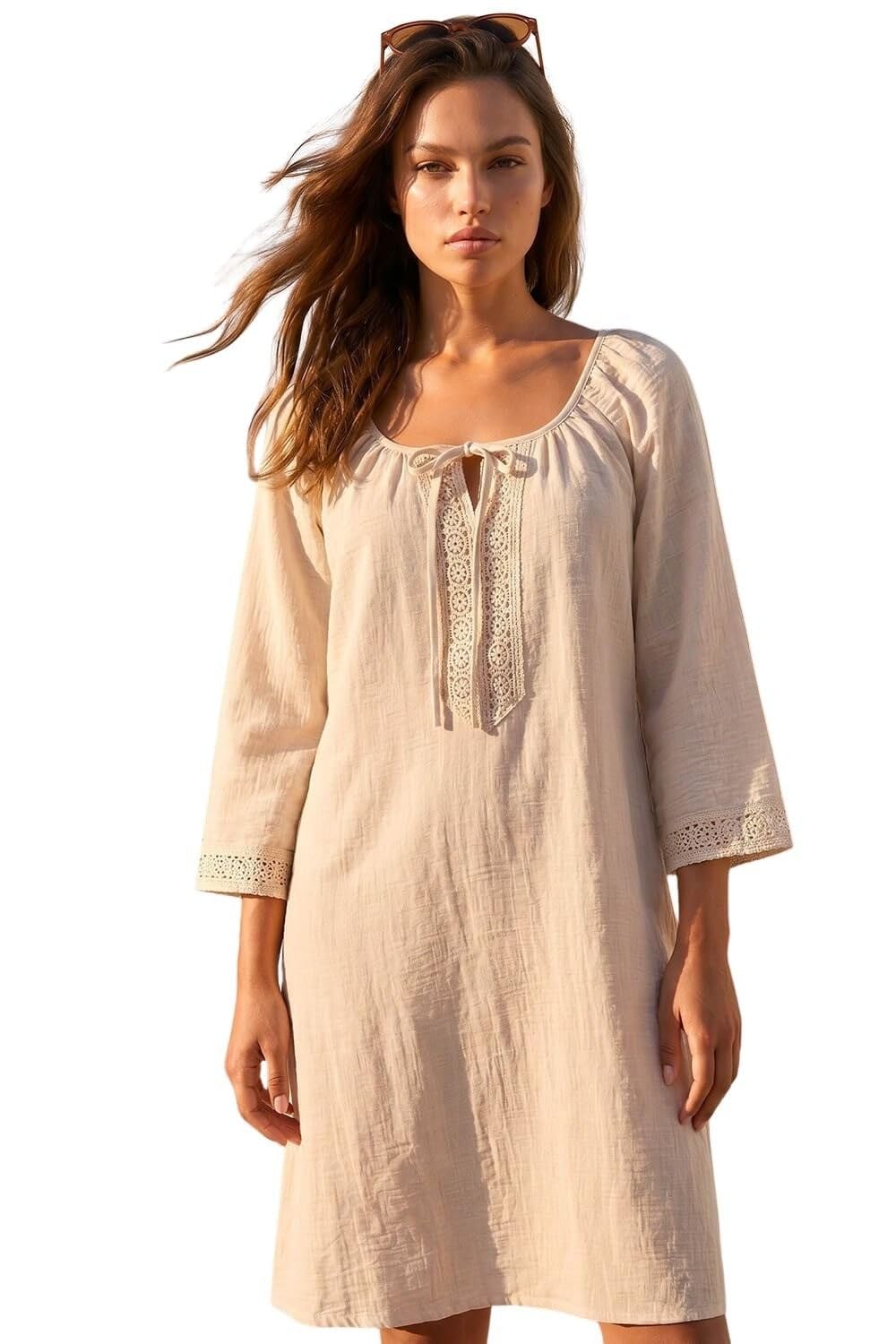 Roman Women's Stone Petite Lace Trim Dress In Size 18