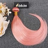 Bella Hair Luxurious Straight Human Hair 1 Bundle 12-26inch Double Weft Remy Virgin Hair Weave Pink (12inch)