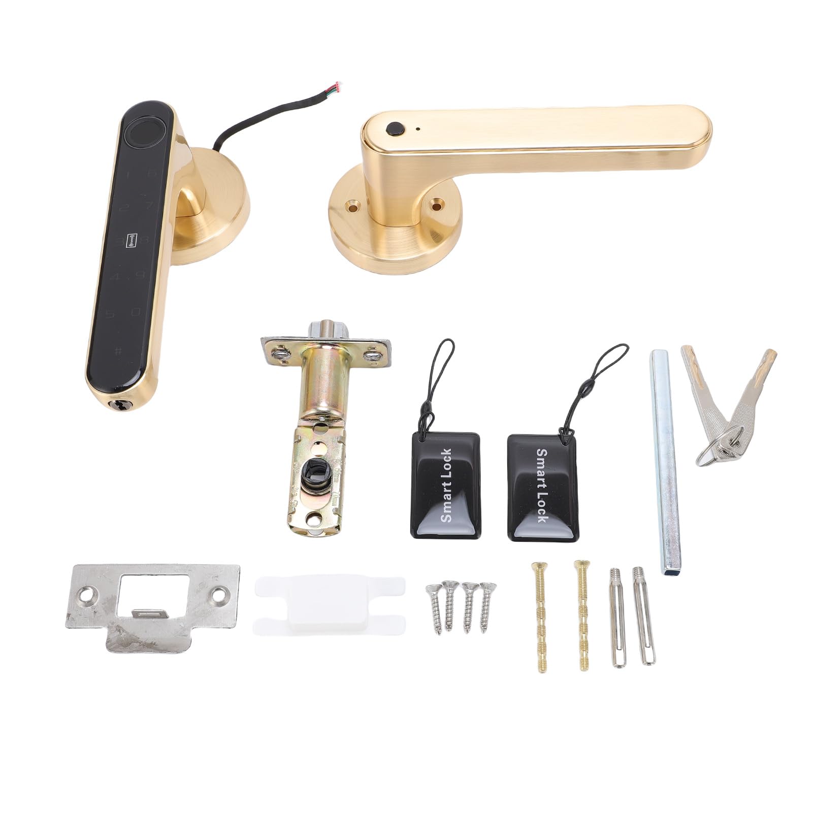 Cryfokt Lock de Entrada de Puerta Inteligente, Cerradura de Puerta Dactilar de Huellas Dorada