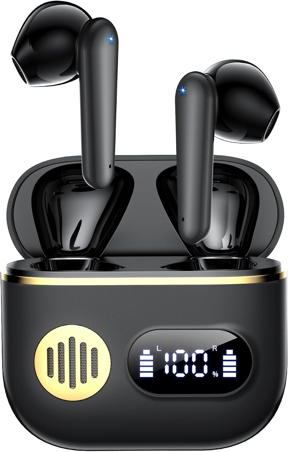 CoolJumper Wireless Bluetooth 6.1 Earbuds with Real-Time AI Assisted Translation, Digital LED Charging Case Waterproof Sport in Ear Headphones for Travel Gym Running