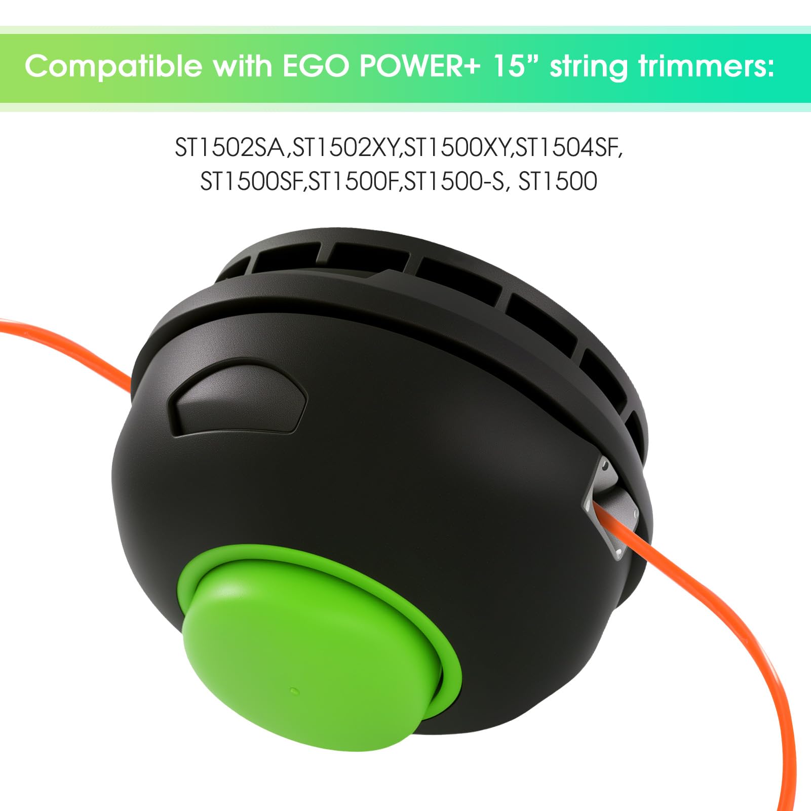 THTEN AH1300 - Cabezal de corte de hilo compatible con recortadoras de cuerda EGO Power+ ST1500, ST1500F, ST1500S, ST1500SF y ST1500XY de 15 pulgadas