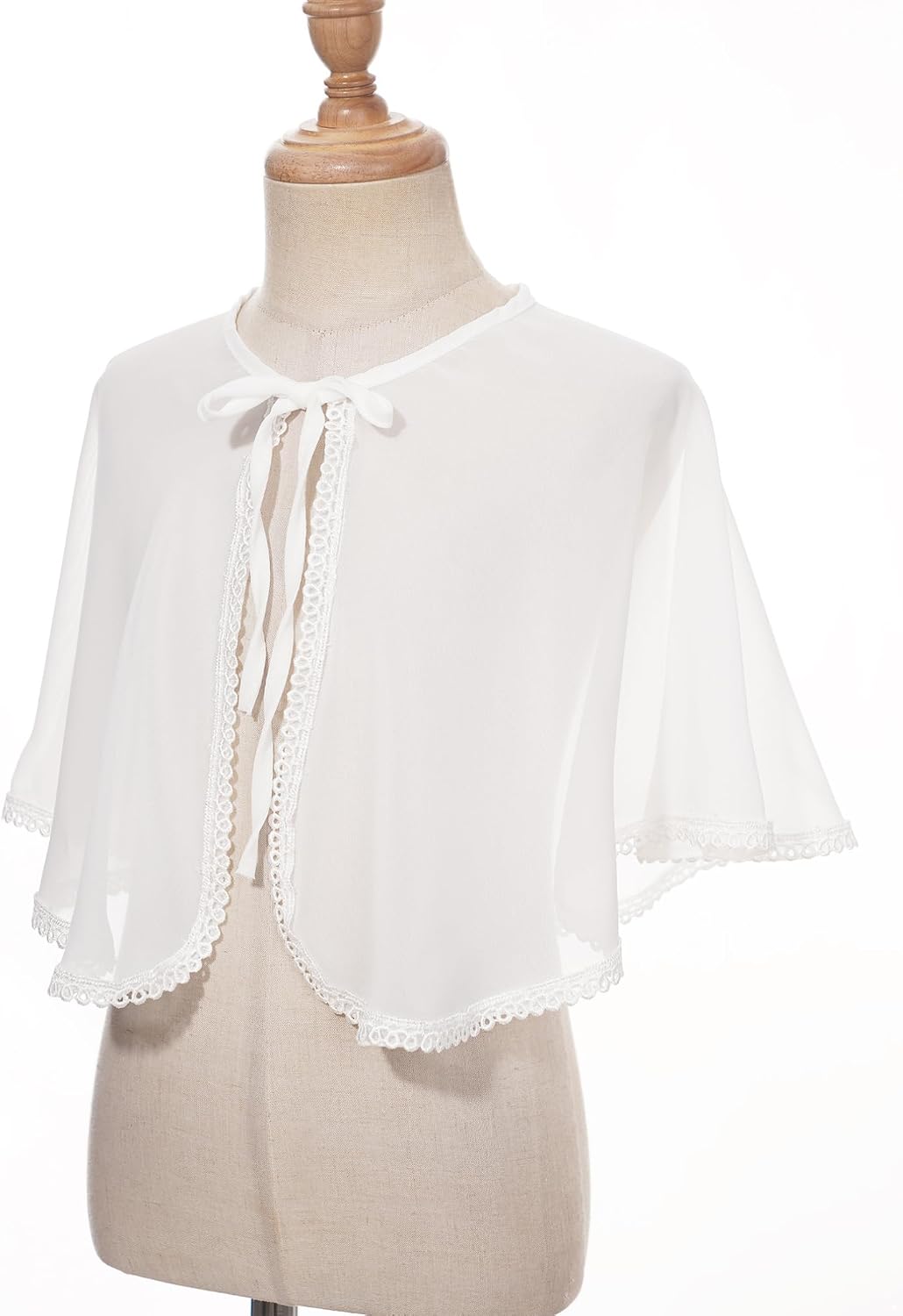 ranrann Girls Elegant Chiffon Bolero Cardigan Shrugs Sheer Lace-up Shawl Top Summer Bowknot Tie Coat Party Dress Cover Up
