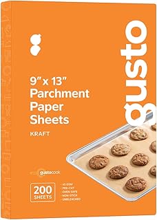 GUSTO [9 x 13 Inch - 200 Count] Pre-Cut Parchment Paper Baking Sheets, Non-Stick, Unbleached, Parchment Paper Sheets for Baking & Cooking - Kraft (Formerly Comfy Package)