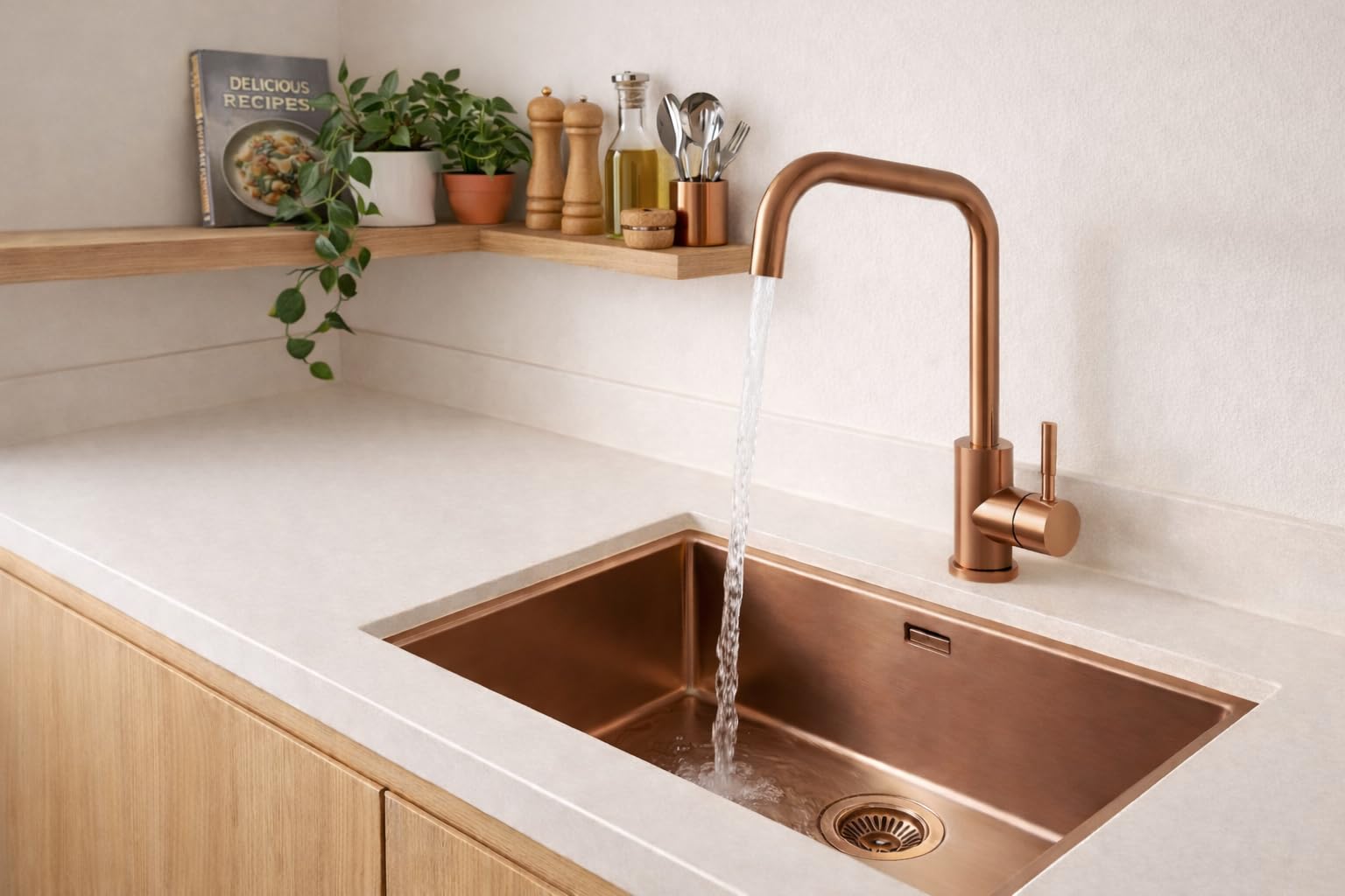 Edge Brushed Bronze Mono Kitchen Mixer | Includes Matching Waste | Single Lever | Brished Bronze Finish | Kitchen Sink Tap |