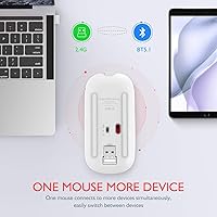 Vista 2 de Mouse inalámbrico Bluetooth para MacBook Air/Mac/Pro/portátil/computadora/PC, interruptor de modo dual recargable, mouse Bluetooth 5.2/3.0