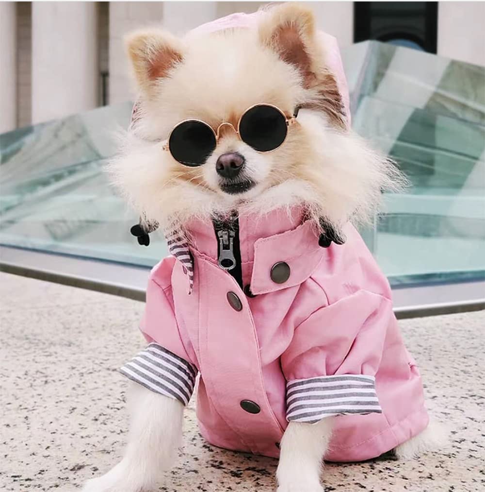 Impermeable para Perros, Abrigo Impermeable for Perros pequeños, medianos y Grandes, Chaqueta Cortavientos, Sudadera Deportiva con Capucha, Ropa for Mascotas(Pink,XL)
