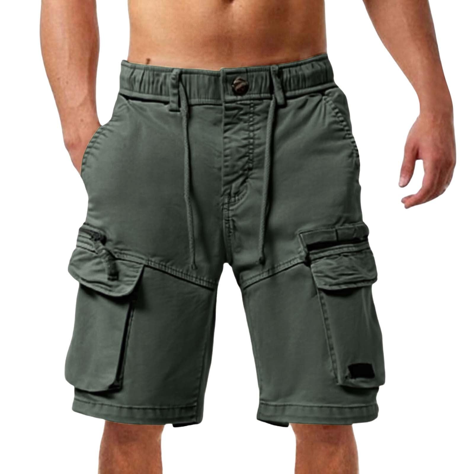 Short cargo pour homme avec taille élastique confortable vert M - 6
