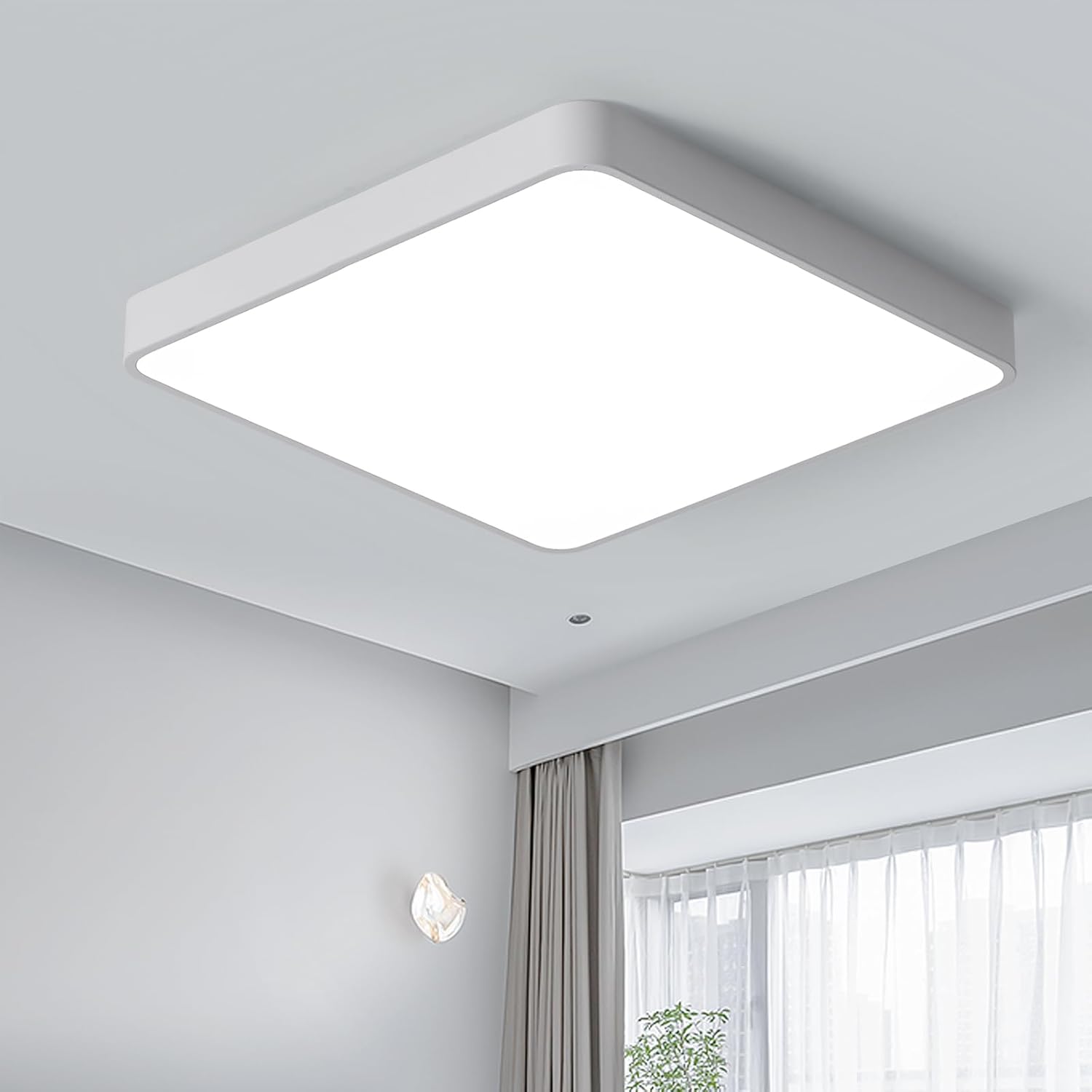 Ganeed 19.6 inch LED Ceiling Lights, 39W Square Flush Mount Day Light 6500K LED Ceiling Lamp, Energy Saving Light Fixture for Office Bedroom Kitchen Hallway Hotel, White White 19.6 Inch