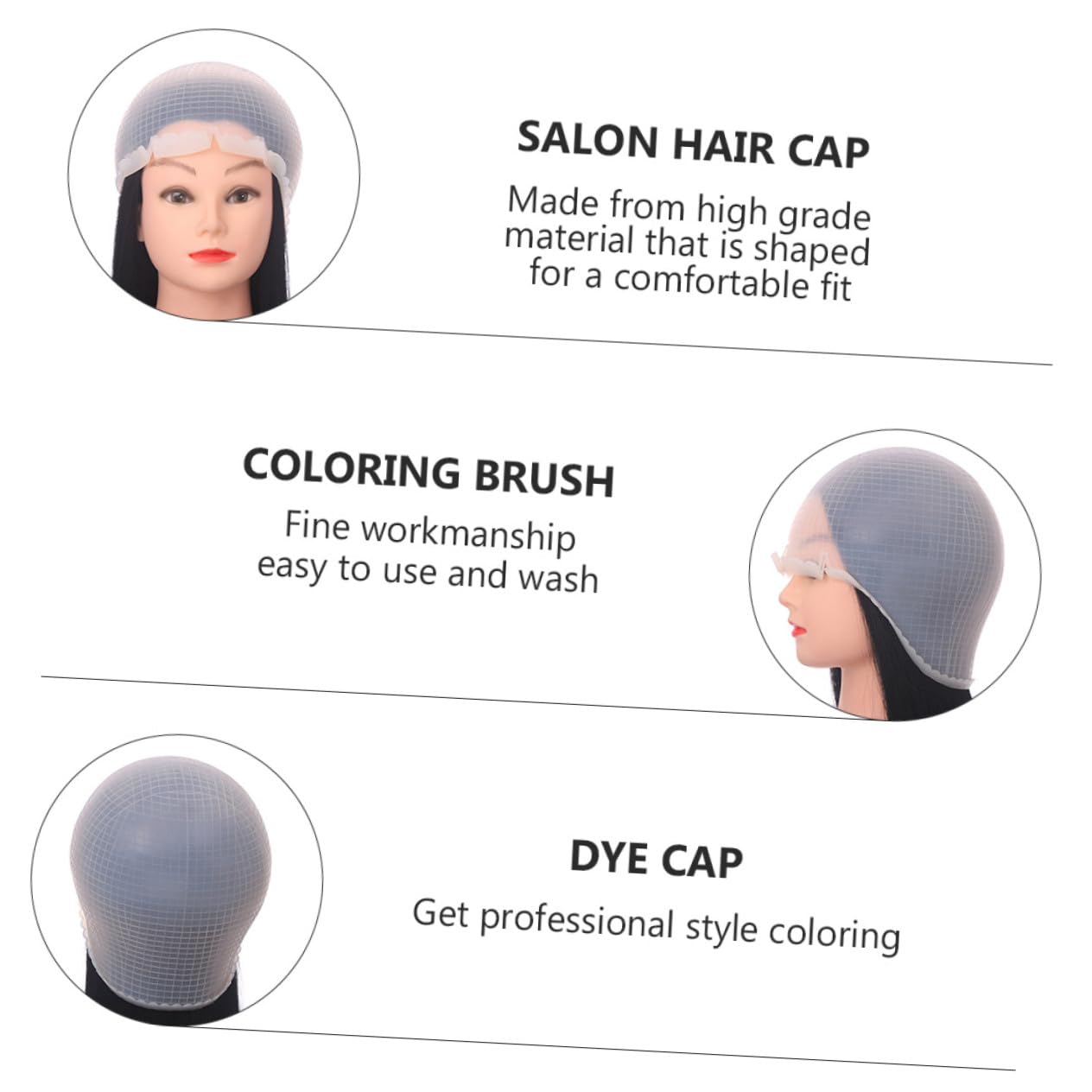 Gorros Profesionales y Resaltado Juego de 2 de Silicona para Teñir el Cabello con Aguja y Crochet, Ajuste Cómodo y Fácil de Lavar para Peluquería