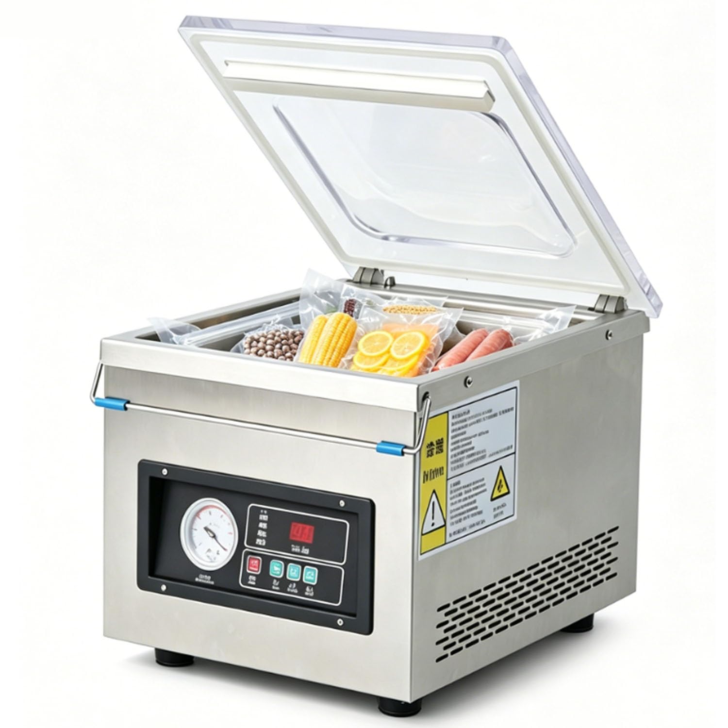 Macchina imballatrice professionale per alimenti, sigillatrice sottovuoto a camera da 370 W, macchina imballatrice compatta per carne compatta a un tocco per la conservazione di alimenti secchi e