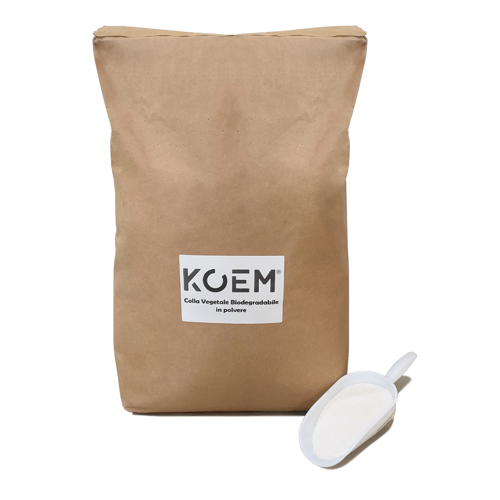 KOEM Colle en flocons Extra Forte Végétale Biodégradable pour affichage d'affiches, papier peint TNT sur mur, bois, métal, produit fabriqué en Italie (15 Kg)