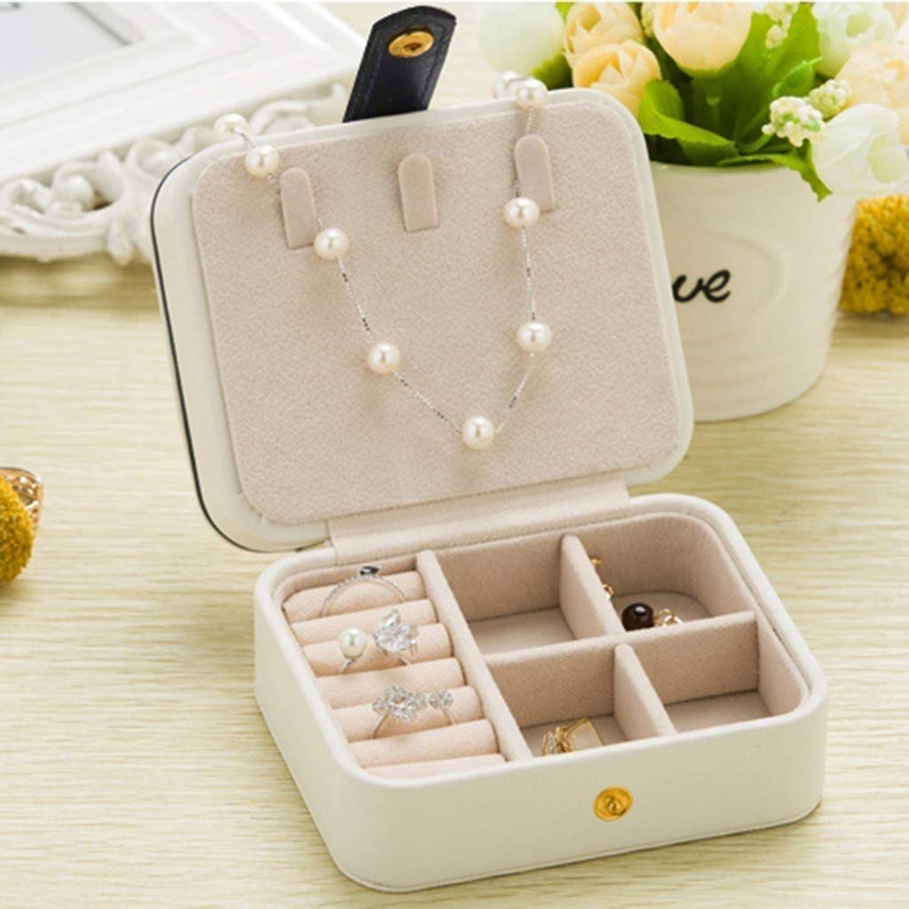 Estuche Organizador Joyero Organizador de Joyas para niñas Mini Estuche de Viaje Organizador de Viaje de Cuero Estuche de Almacenamiento para Pendientes Collar/a (A) Vision