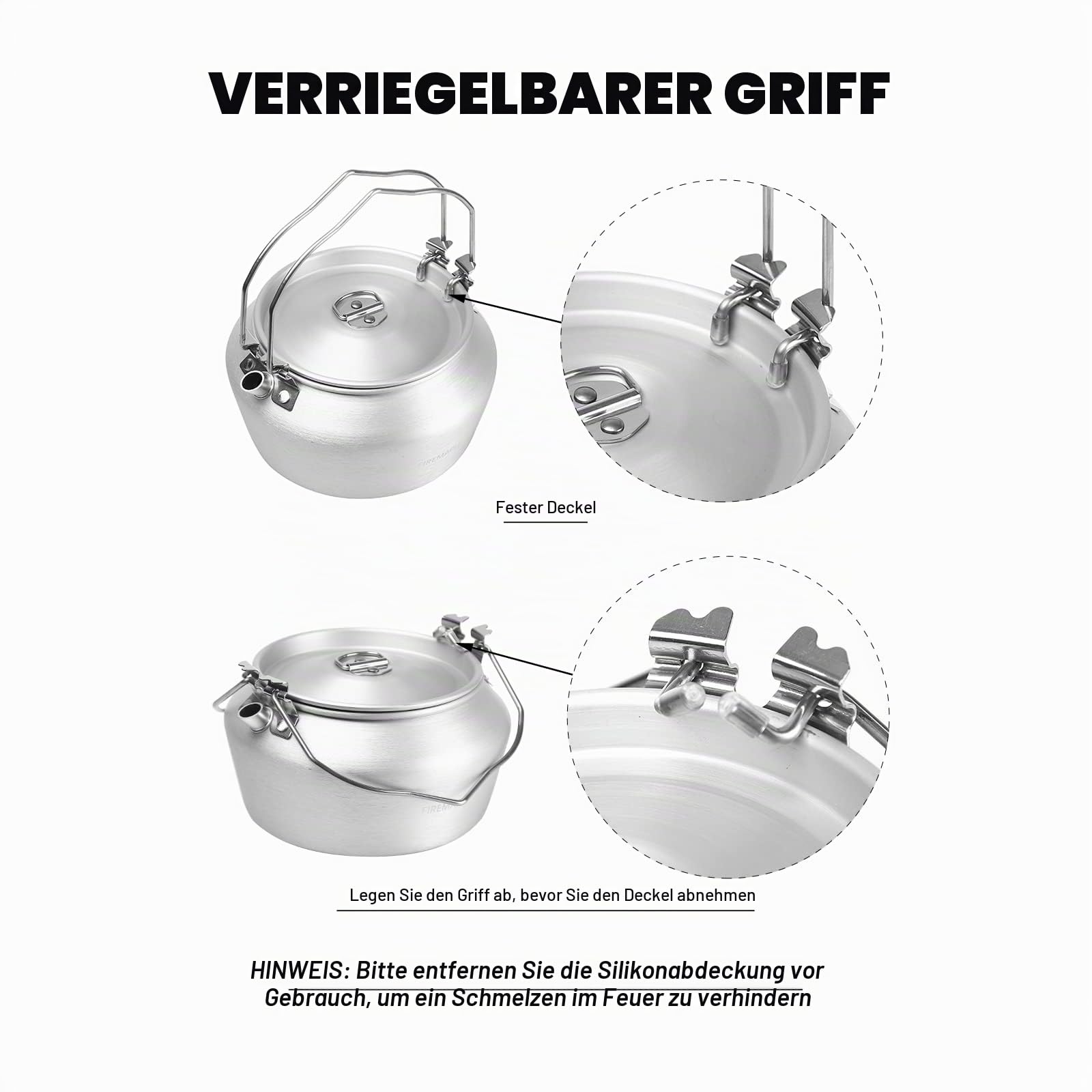 Fire-Maple Nimbus Camping Kessel Tee und Kaffeekanne 1,2L Aluminium Outdoor-Wasserkocher Tragbare Teekanne, Leicht mit Klappbarem Griff für Bushcraft Camping Wasserkocher
