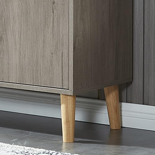 Miniatura 6 de Estantería moderna con 2 puertas, organizador de estante para exhibición, biblioteca de madera con 6 gabinetes de almacenamiento para oficina en