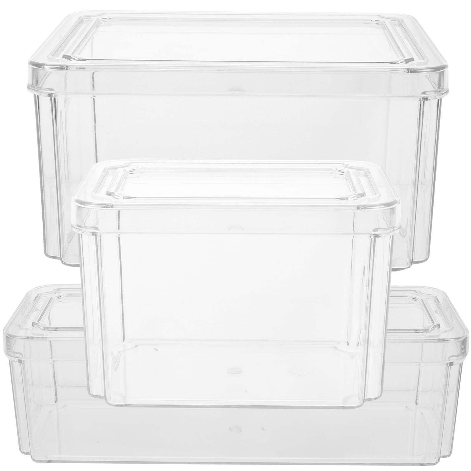 Alipis 3 Piezas Caja para Verduras, Caja de Almacenamiento para Refrigerador Tapa Abatible, Pet, Gran Capacidad, para Frutas y Verduras, Congelador y Despensa
