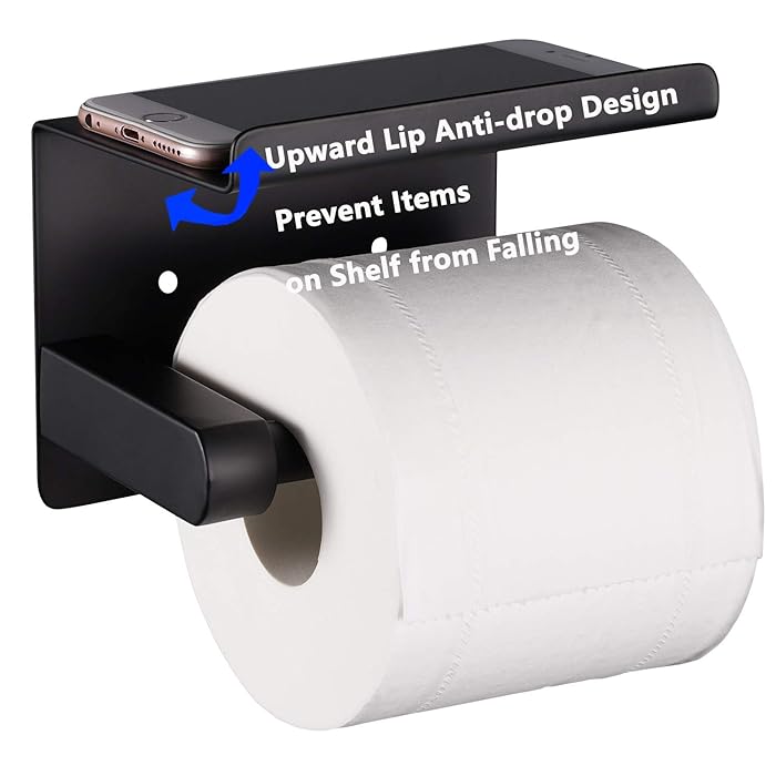 Buy Adhesive Toilet Paper Holder with Shelf, SUS304 Stainless Steel