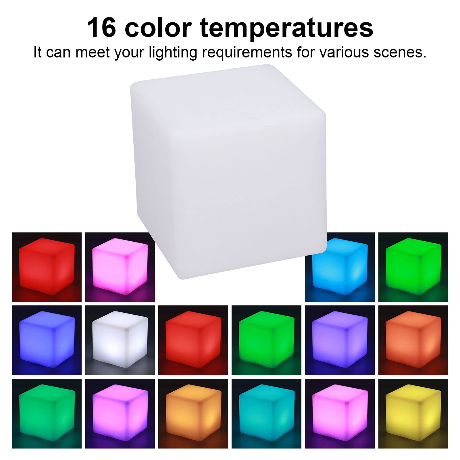 Asixxsix 3.9 Inch LED Cube Light, Portable & Safe RGB 16 Color Changing Mood Light with Remote Control, Bright Enough - Image 3