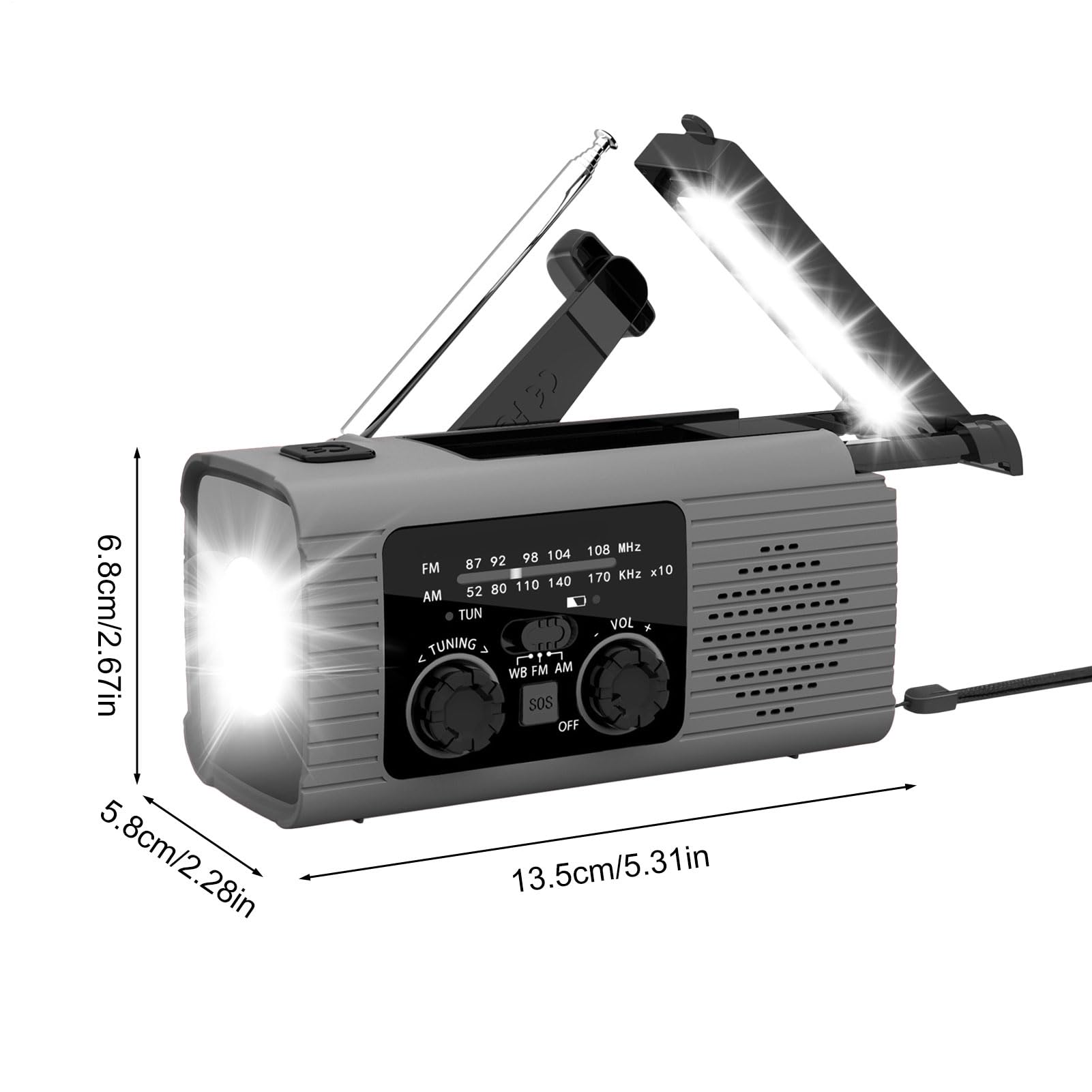 Radio Solar de Emergencia con manivela, Outdoor Radio De Bolsillo Portátil, Am/FM Radios Portatil Pequeña para Viajes Camping Emergencias Domicilios Escalada Ciclismo Senderismo Exploración
