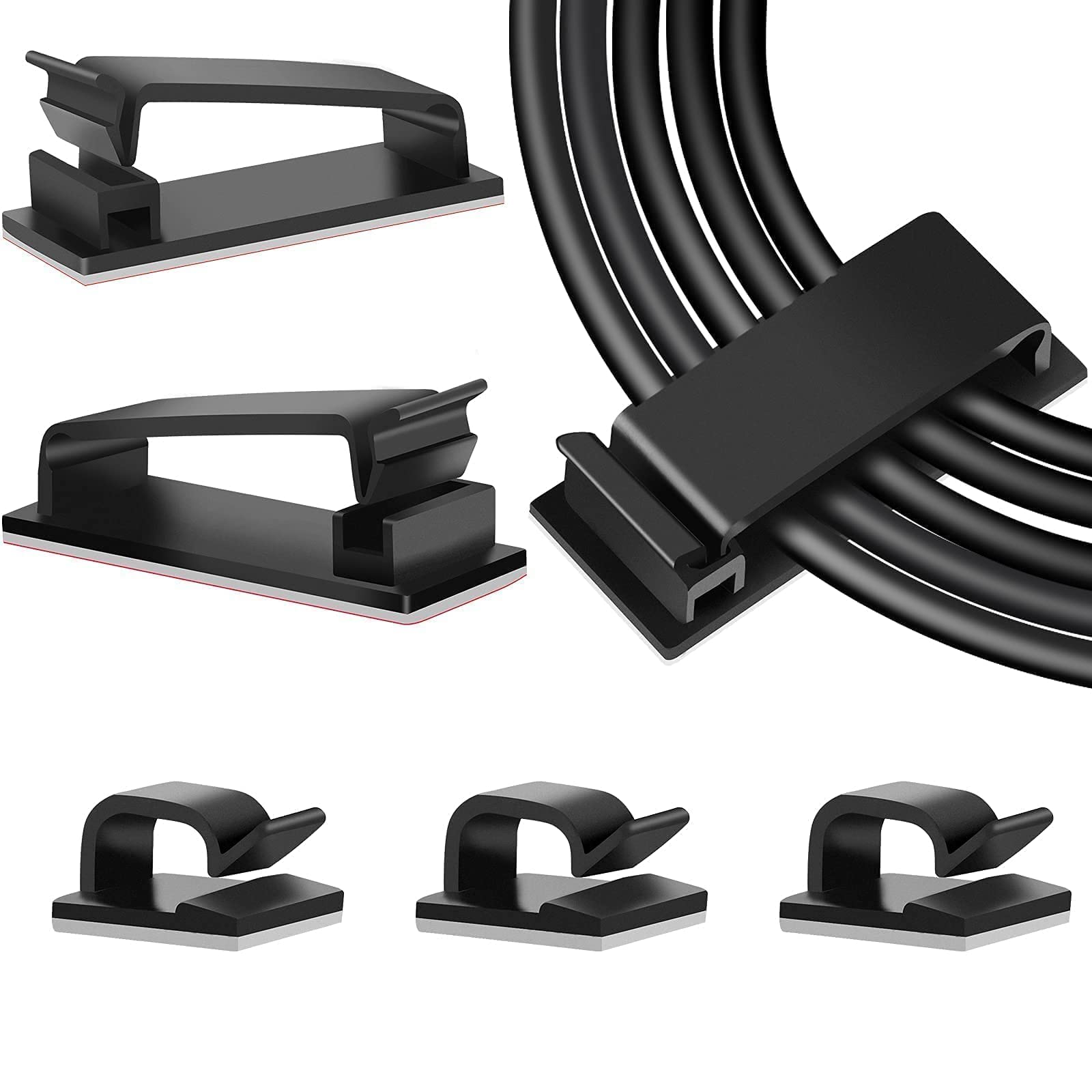Adhesive Cable Clips and Cable Management Clips Black Bundle