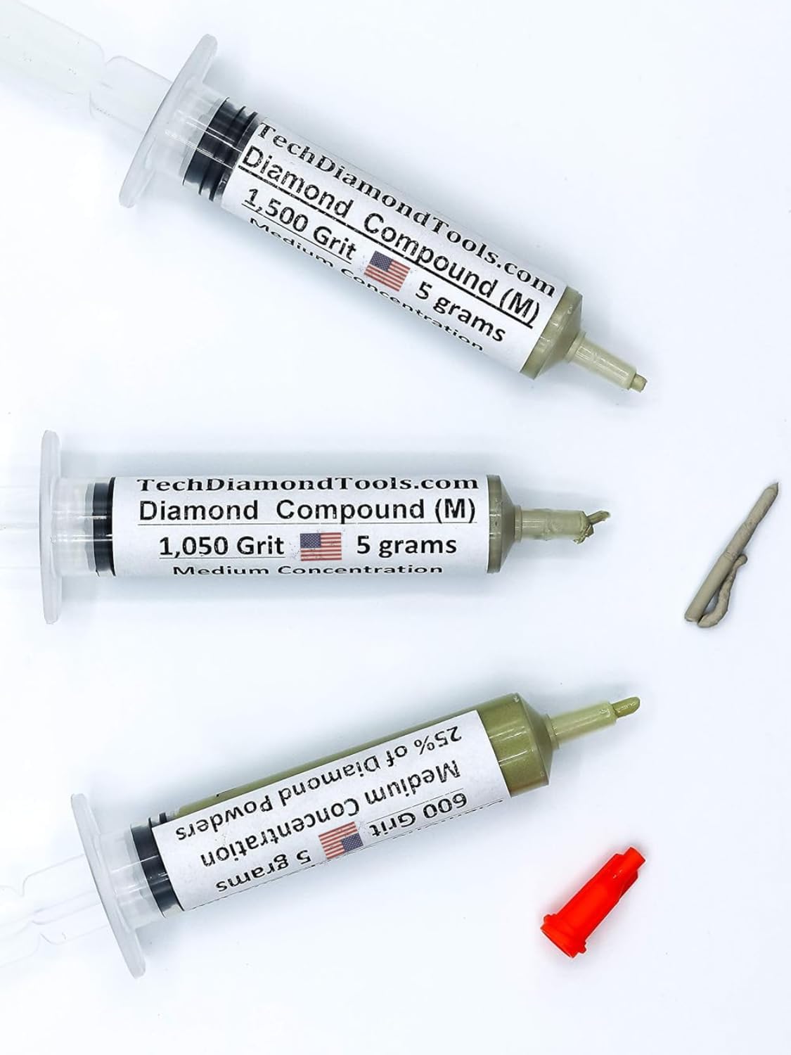 Kit of 3 Diamond Lapping Paste Polishing Compound USA Made 600 1050 1500 Grit Lapping Compound for Rock Glass Metal Jewelry Resin Marble with 25% of Diamond Powder
