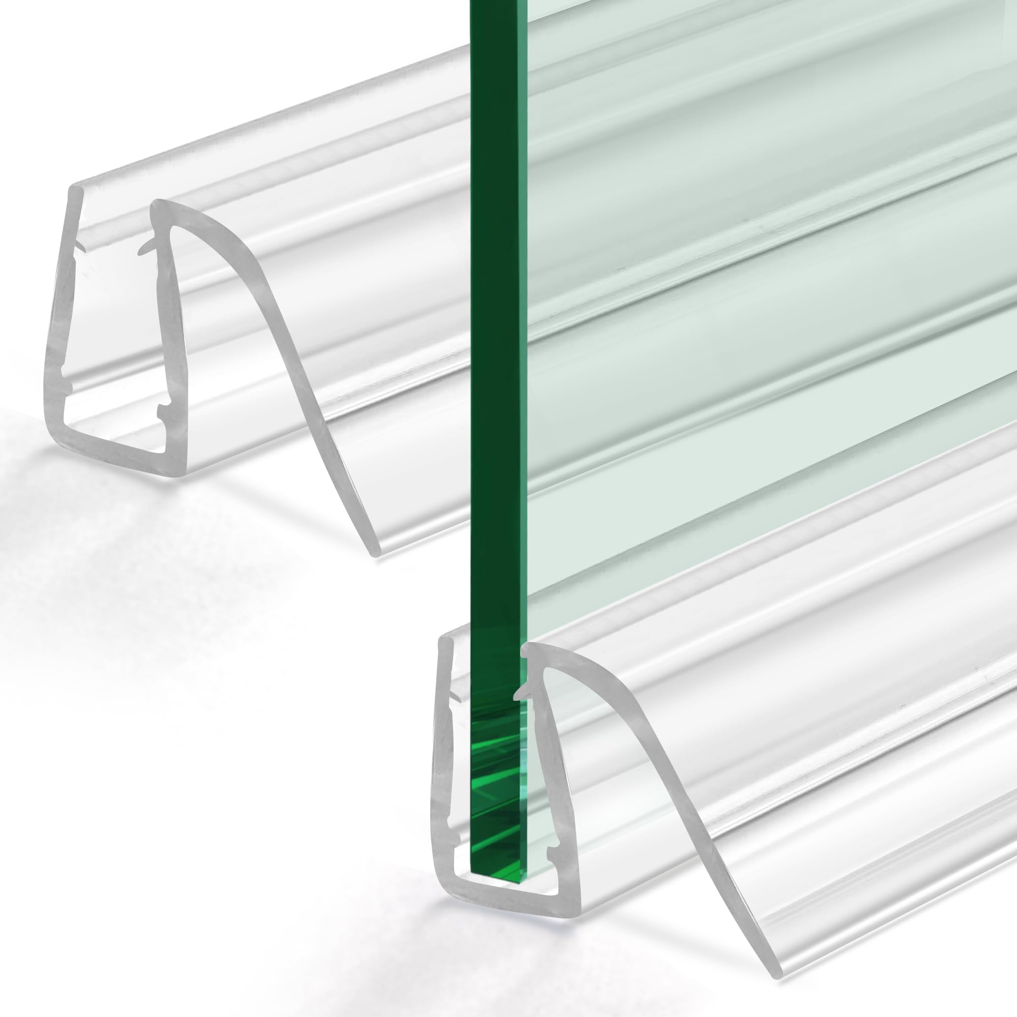 bathroom shower glass door bottom seal strips, length 36 inch 2pcs transparent pvc door bottom seall strips for 1/4" (6mm) thick framless glass panel