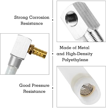 Universal 12 Marine 7-0948 Fuel Tank Pickup Tube with 0.31-inch/8mm Check Valve & Strainer, Length-adjustable Rigid Polyethylene Fuel Tube with Brass Barb Connector