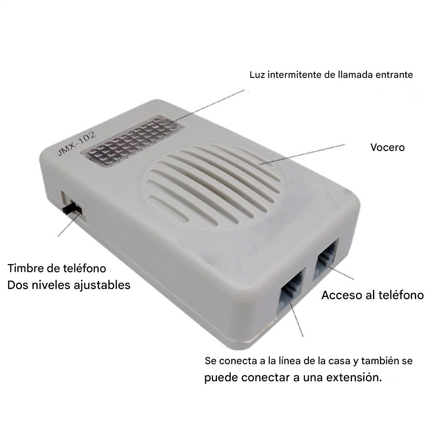 Amplificateur de Sonnette pour téléphone | Amplificateur de Volume 70 DB avec indicateur, indicateur Lumineux pour appels téléphoniques Fixes domestiques et Bureaux