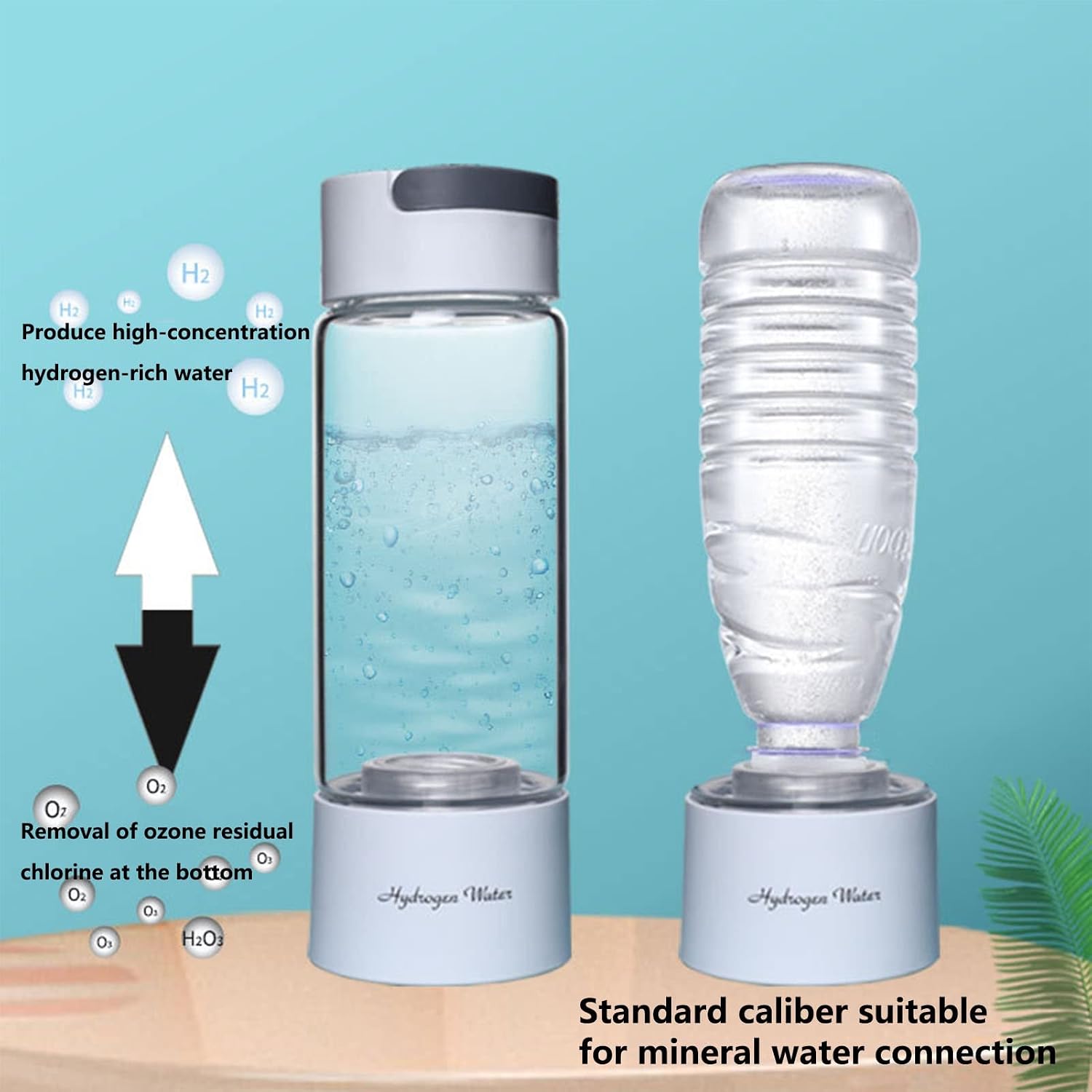 Portable 3-in-1 Hydrogen Water Bottle Generator with SPE & PEM Technology Inhaler Universal Mineral Bottle Adapter Up to 3000PPB H2 Concentration for Travel & Daily Drinking 400Ml(Black)