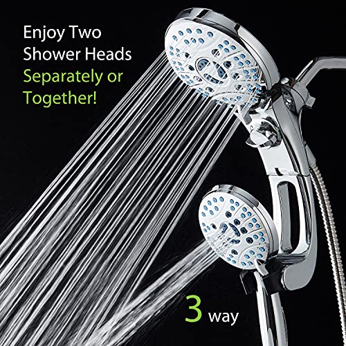 AquaCare As-Seen-On-TV High Pressure Handheld/Rain 50-mode 3-way Shower Head Combo with Adjustable Arm - Anti-clog Nozzles, Tub & Pet Power Wash, 6 ft. Stainless Steel Hose, All Chrome Finish - Thumbnail 2